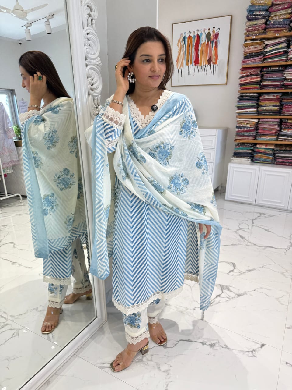 Beautiful Gorgeous Lahriya Pure Cotton Suit Set