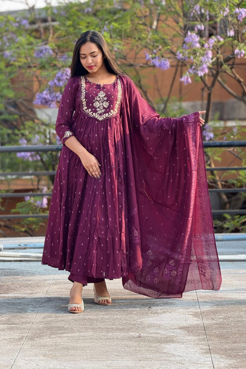 New Traditional Embroidered Anarkali Kurta Set