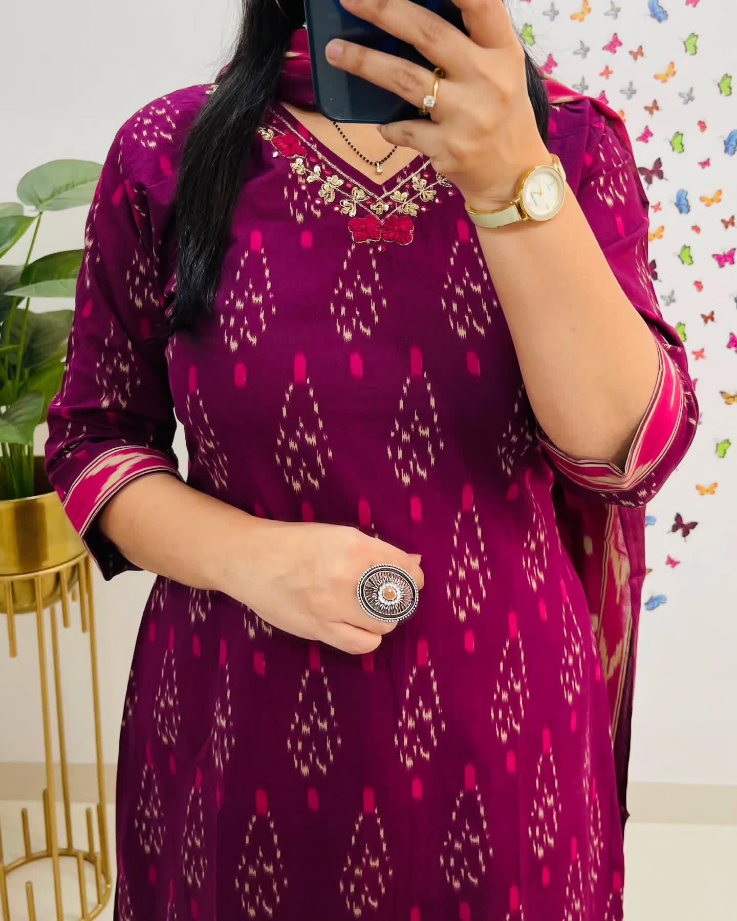 Nooraya Purple Discharge Print Embroidered Suit Set