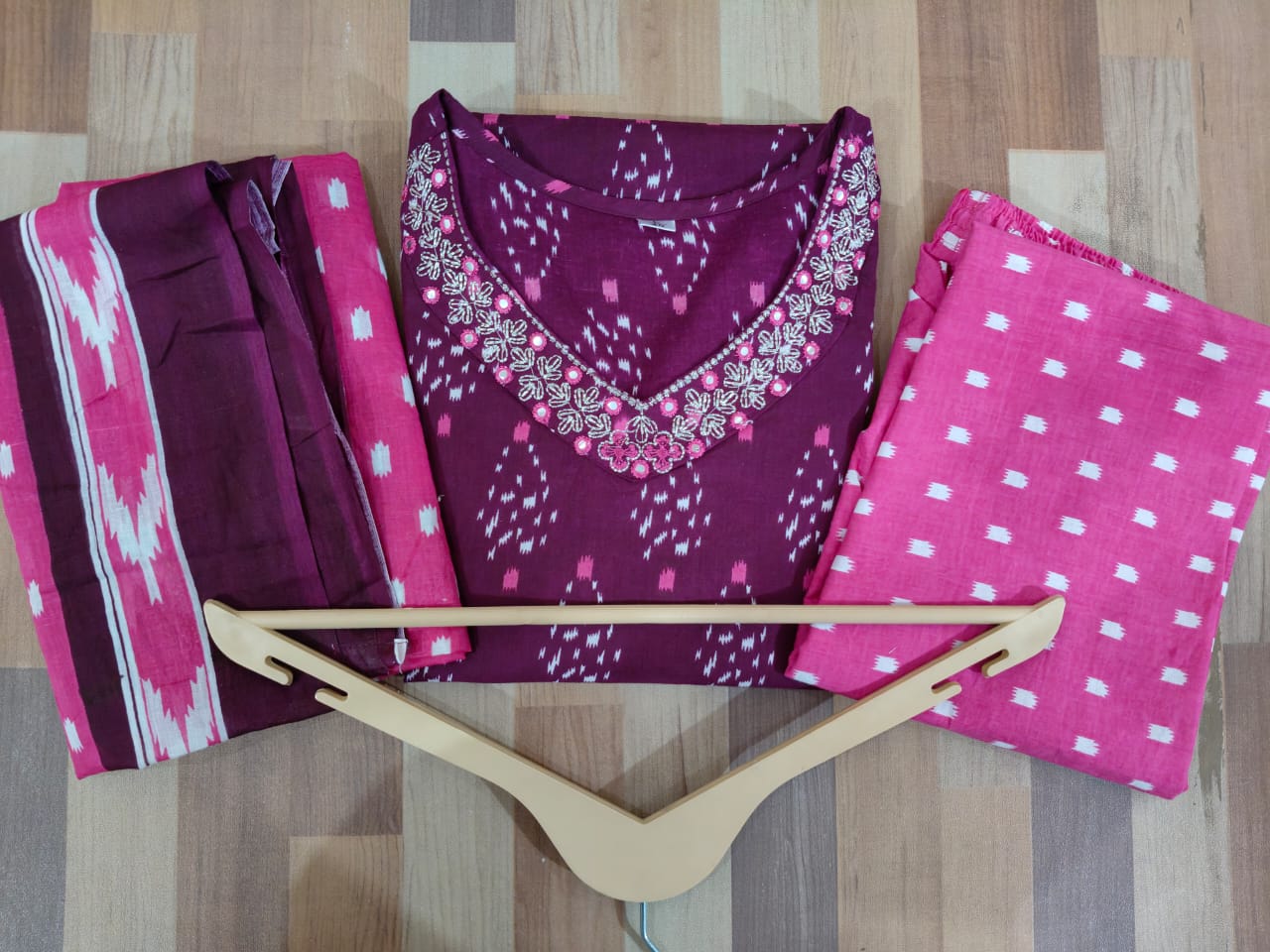 Nooraya Purple Discharge Print Embroidered Suit Set