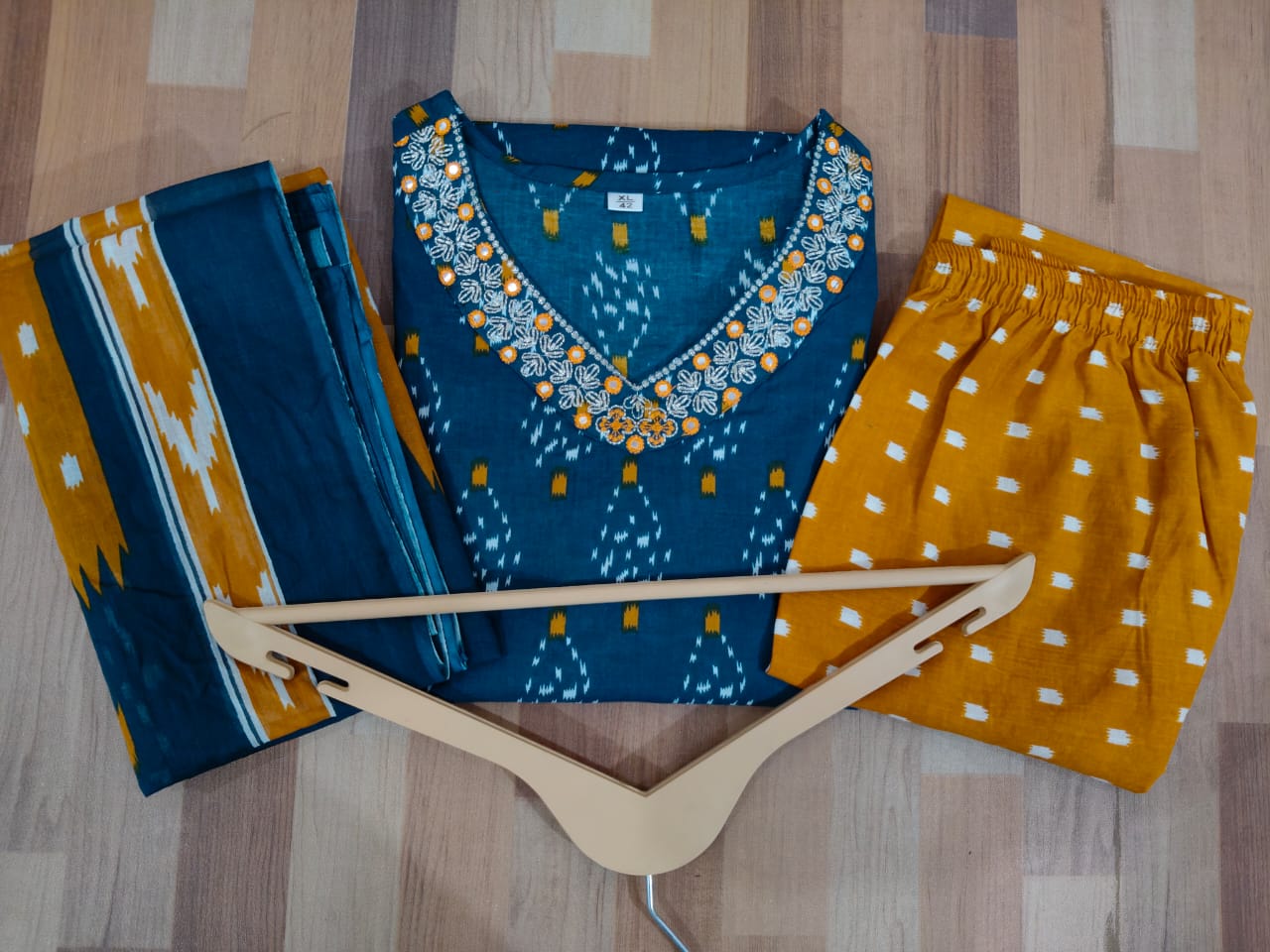 Nooraya Blue Discharge Print Embroidered Suit Set