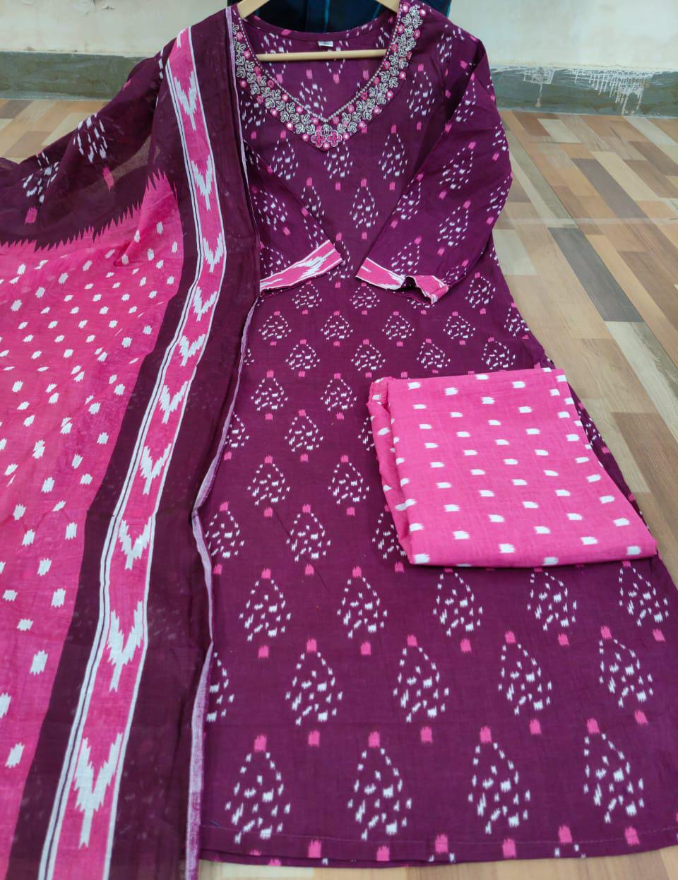 Nooraya Purple Discharge Print Embroidered Suit Set