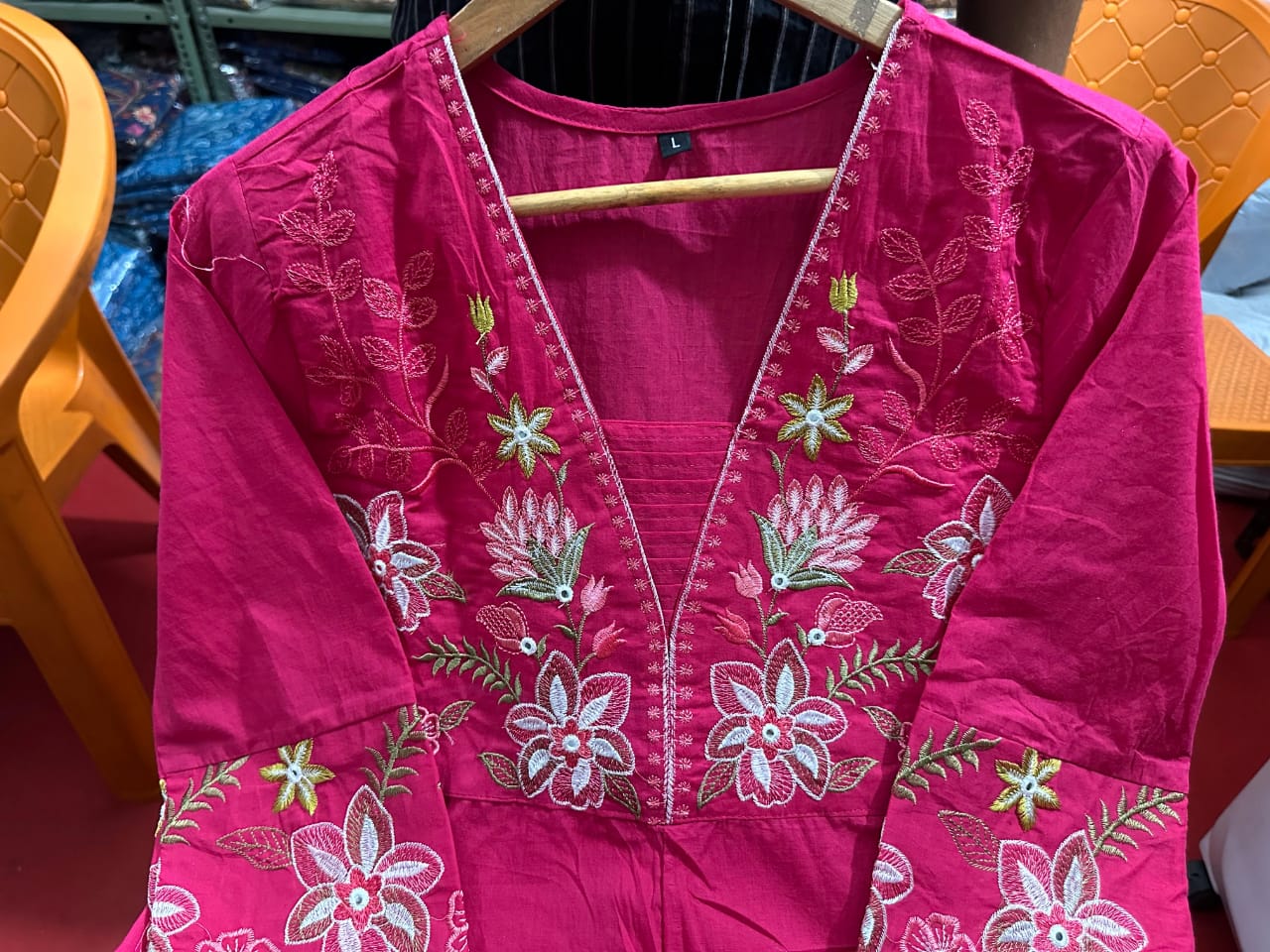 Gulnoor Pink Anarkali Cotton Suit Set