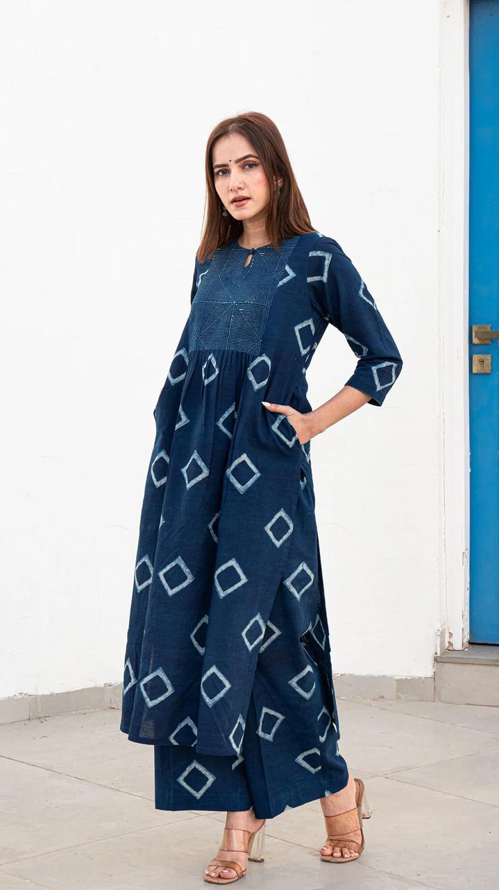 Blue Cotton Comfort Set with Pockets