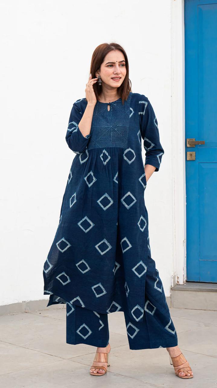 Blue Cotton Comfort Set with Pockets