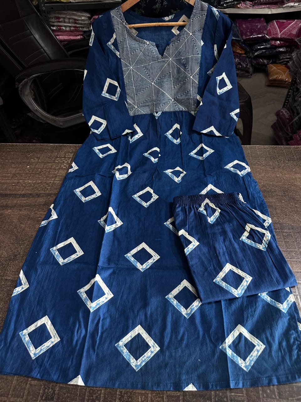Blue Cotton Comfort Set with Pockets