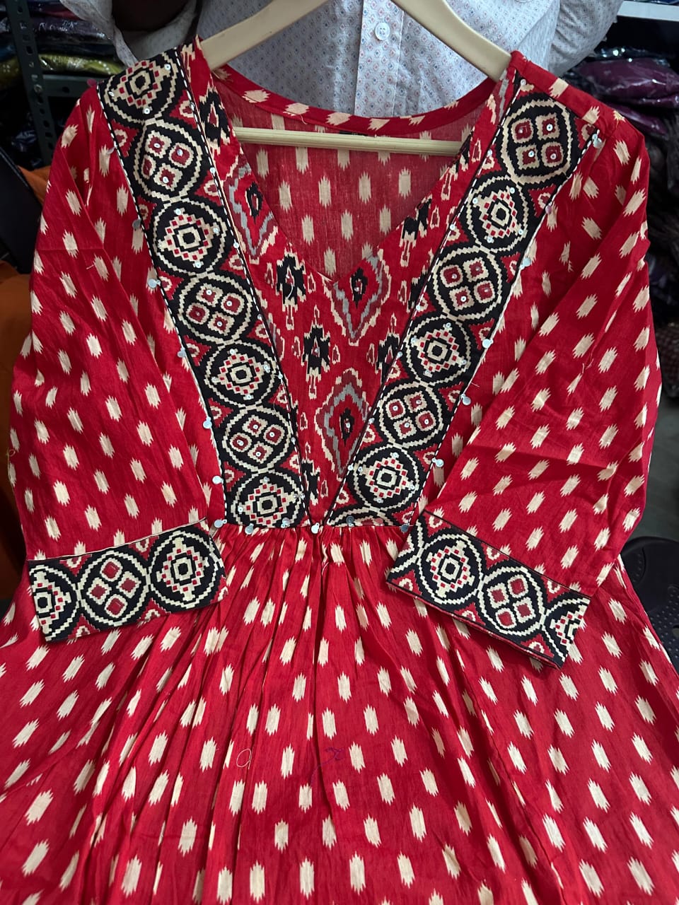 Ruhani Rang Red Floral A-Line Suit Set