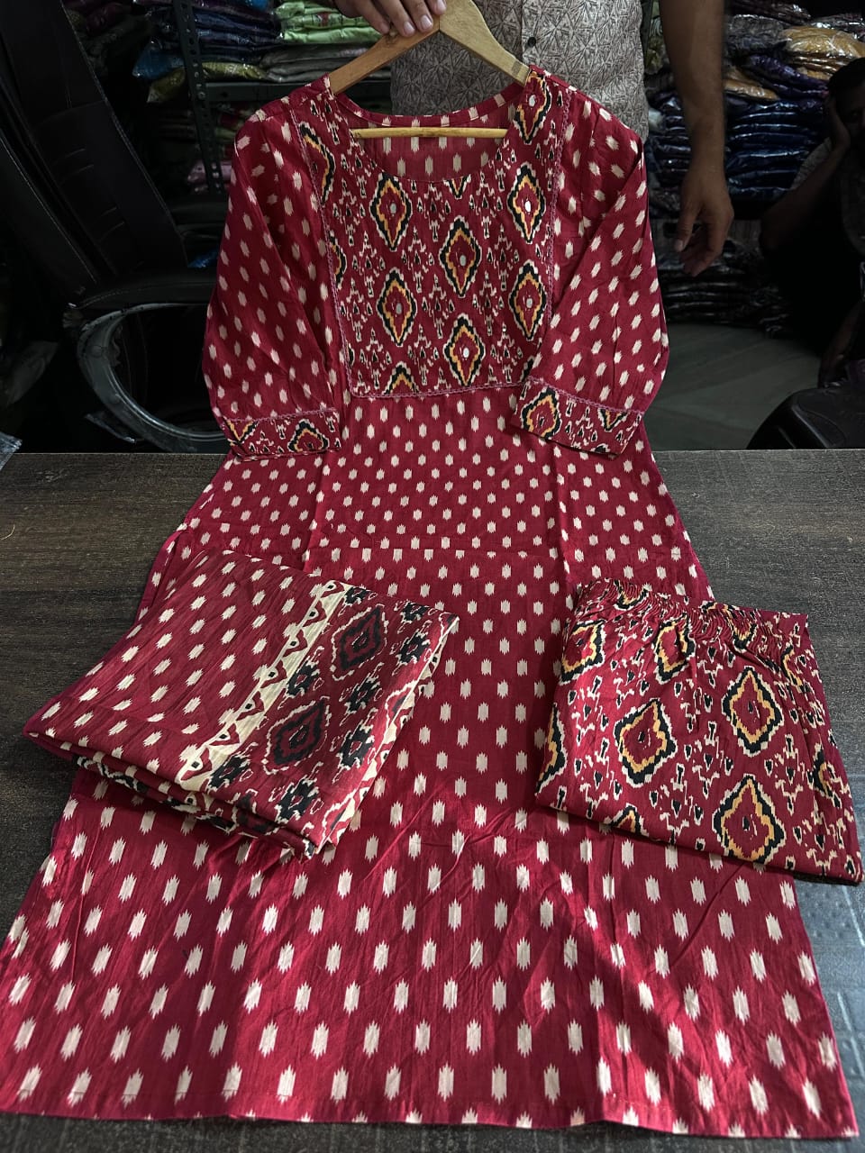 Rangdeep Maroon Cotton Embroidered Suit Set