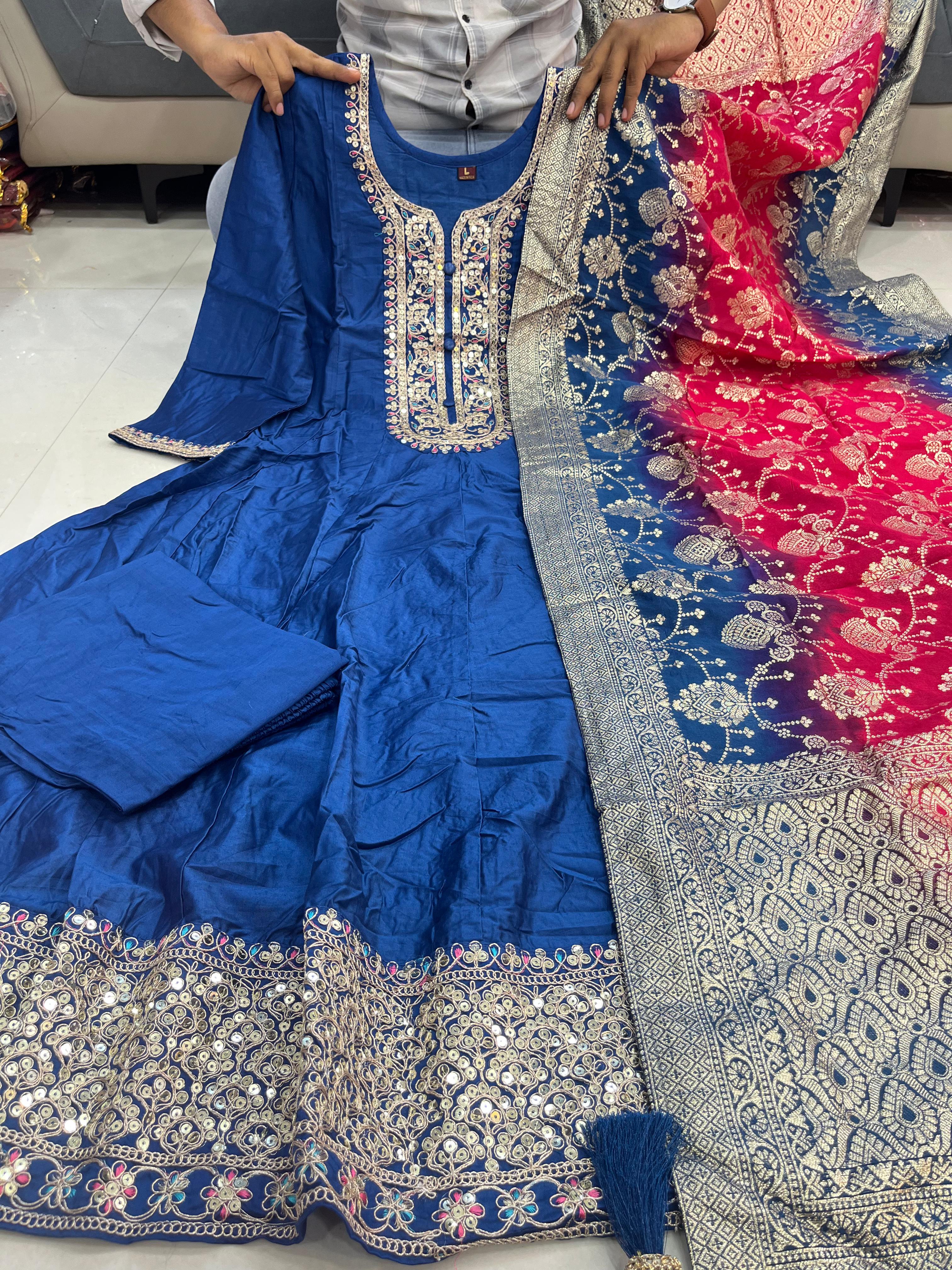 Noor-E-Chandni Anarkali Kurti Pant Dupatta Set