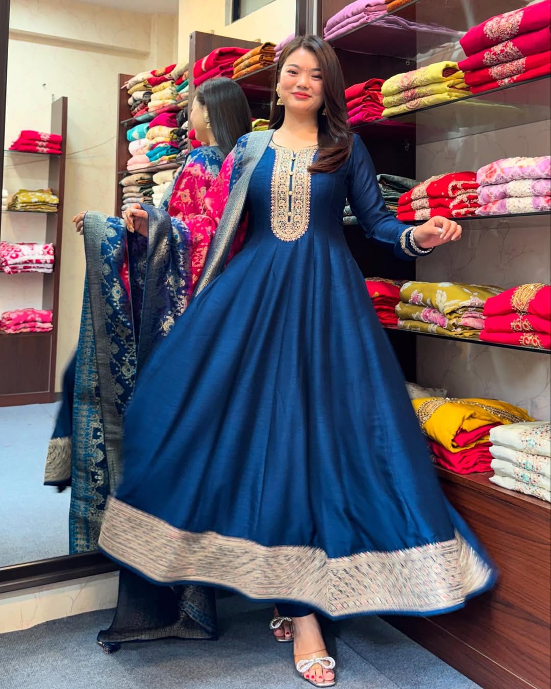 Noor-E-Chandni Anarkali Kurti Pant Dupatta Set