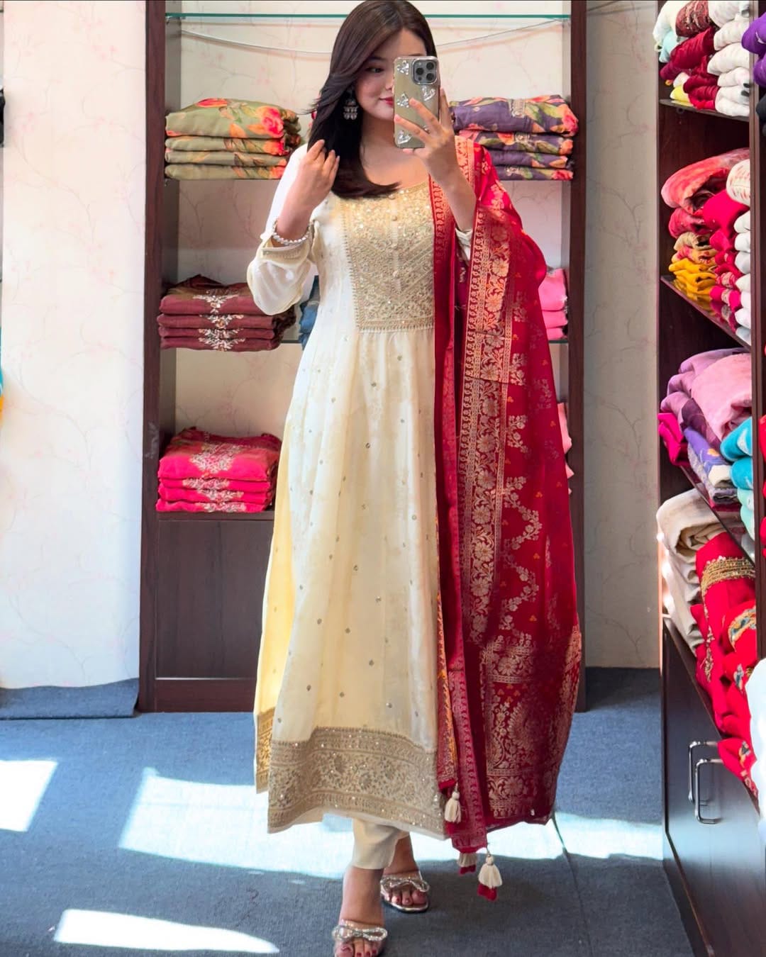 Noor-E-Chandni Anarkali Kurti Pant Dupatta Set
