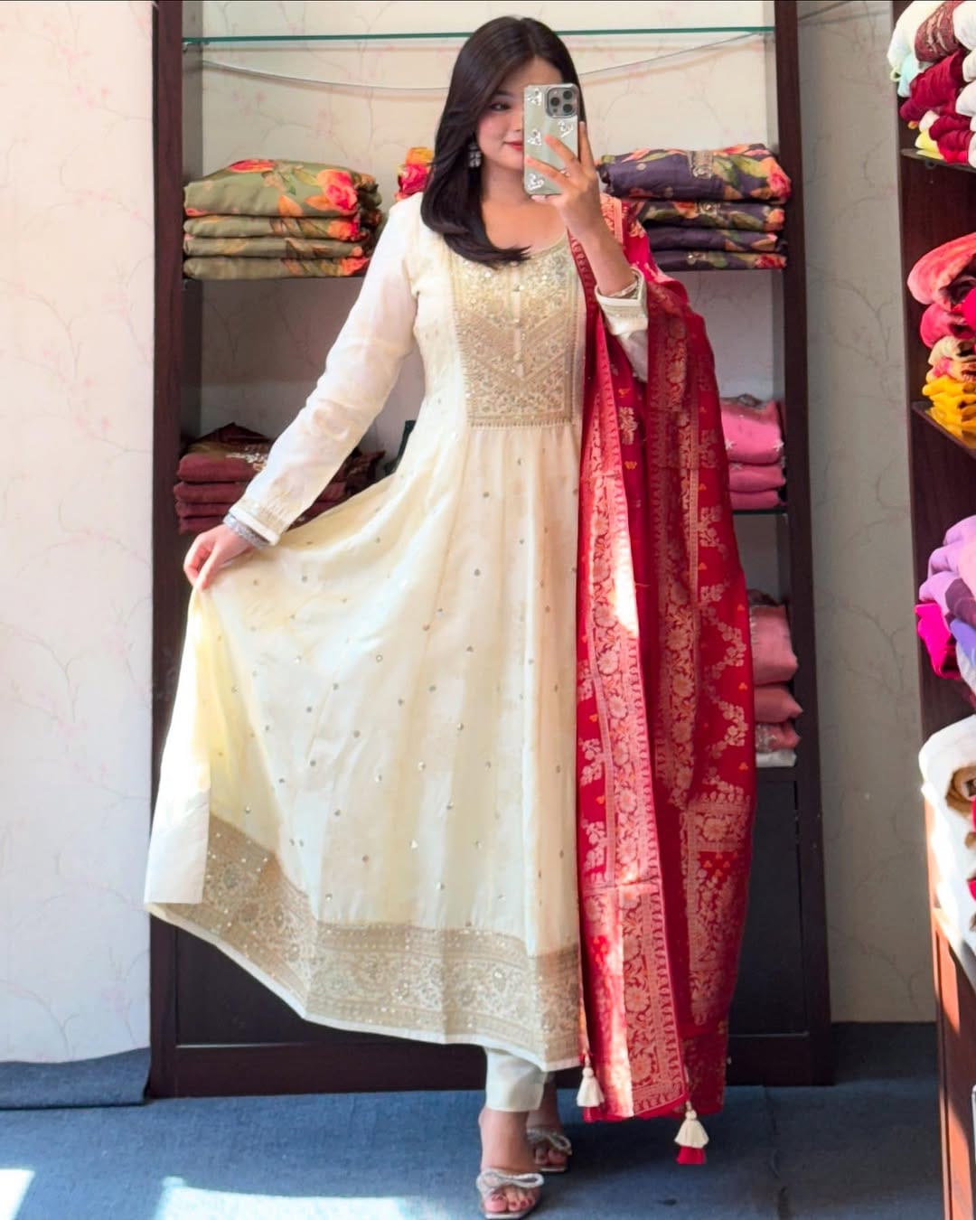 Noor-E-Chandni Anarkali Kurti Pant Dupatta Set
