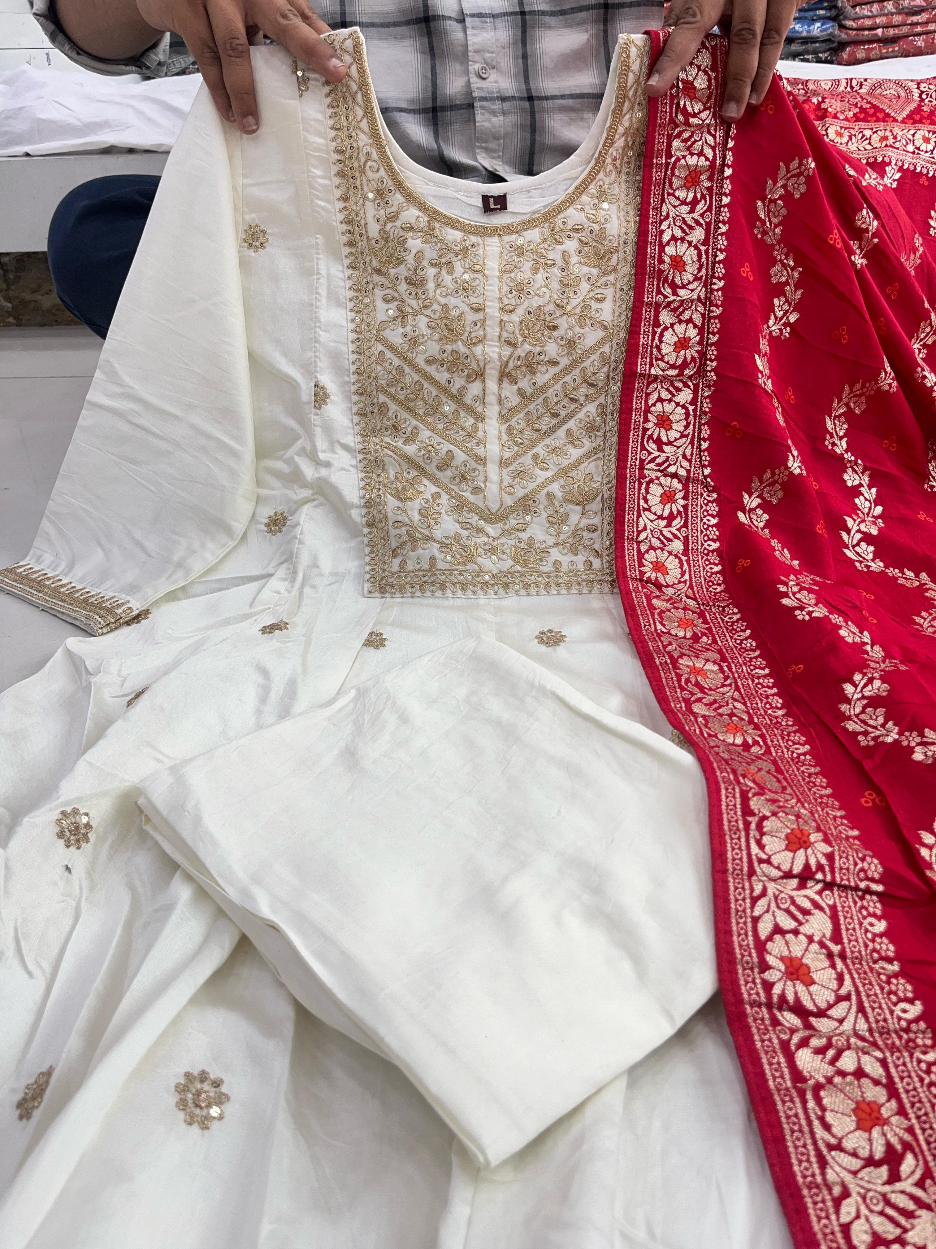Noor-E-Chandni Anarkali Kurti Pant Dupatta Set