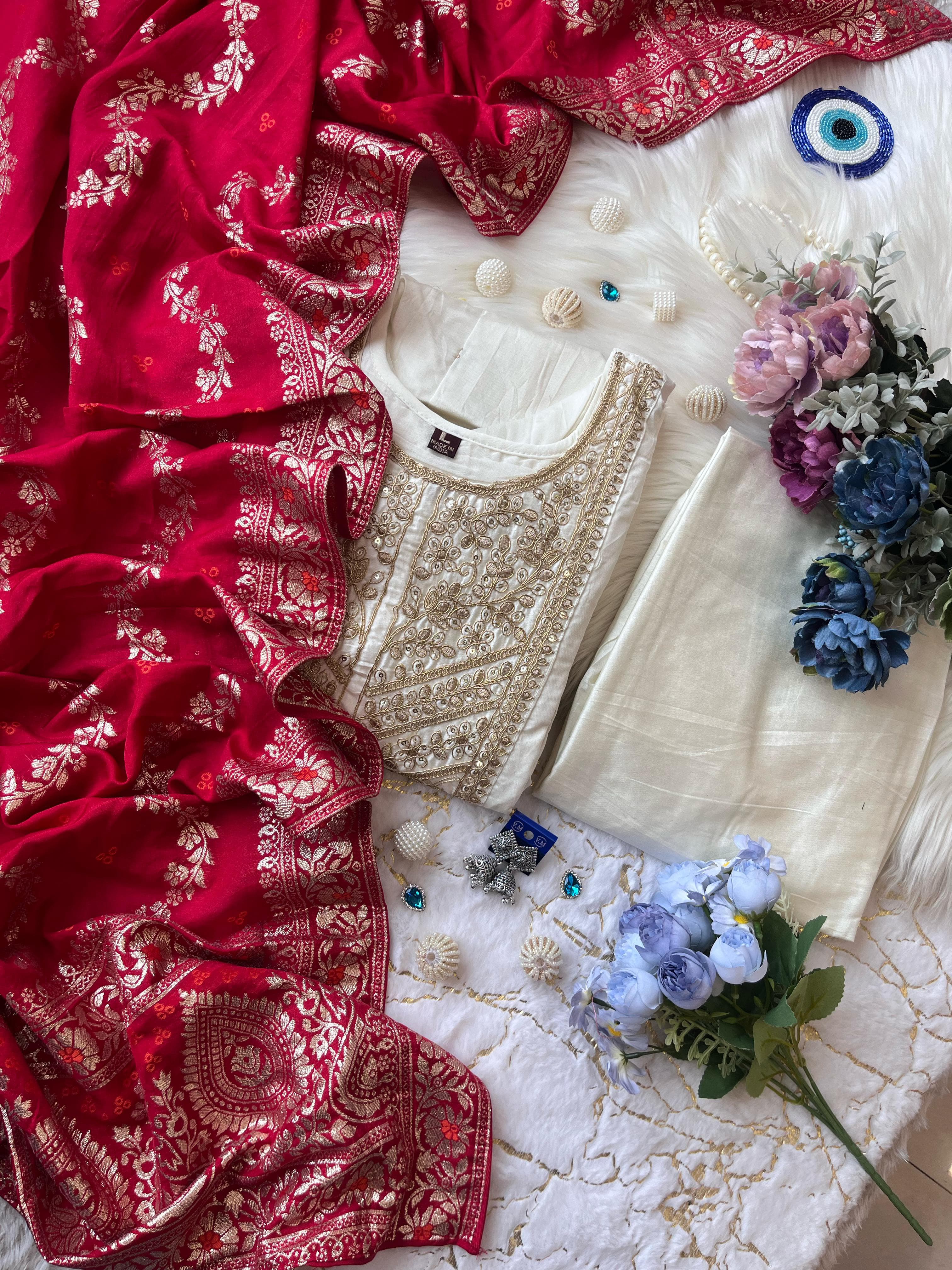 Noor-E-Chandni Anarkali Kurti Pant Dupatta Set