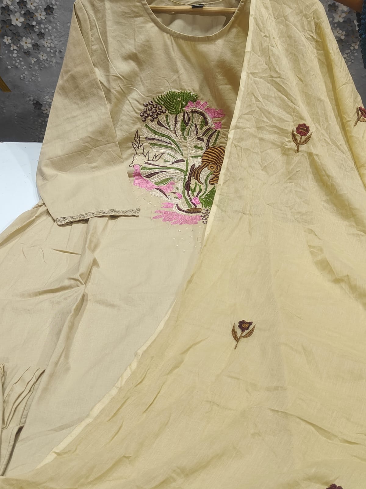 Noorani White Embroidered Cotton Suit Set