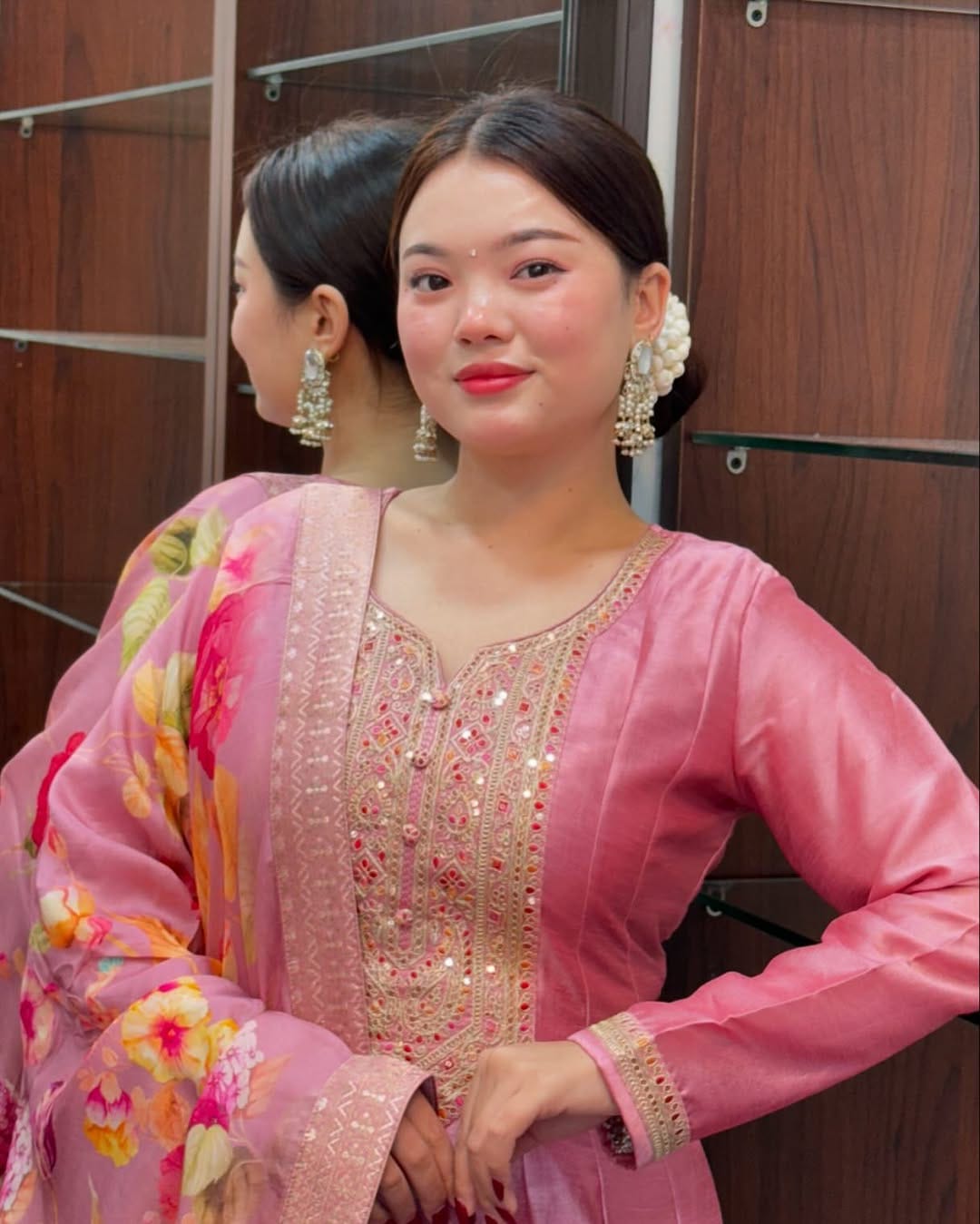 Zarira Banana Silk Anarkali Kurti Pant Dupatta Set