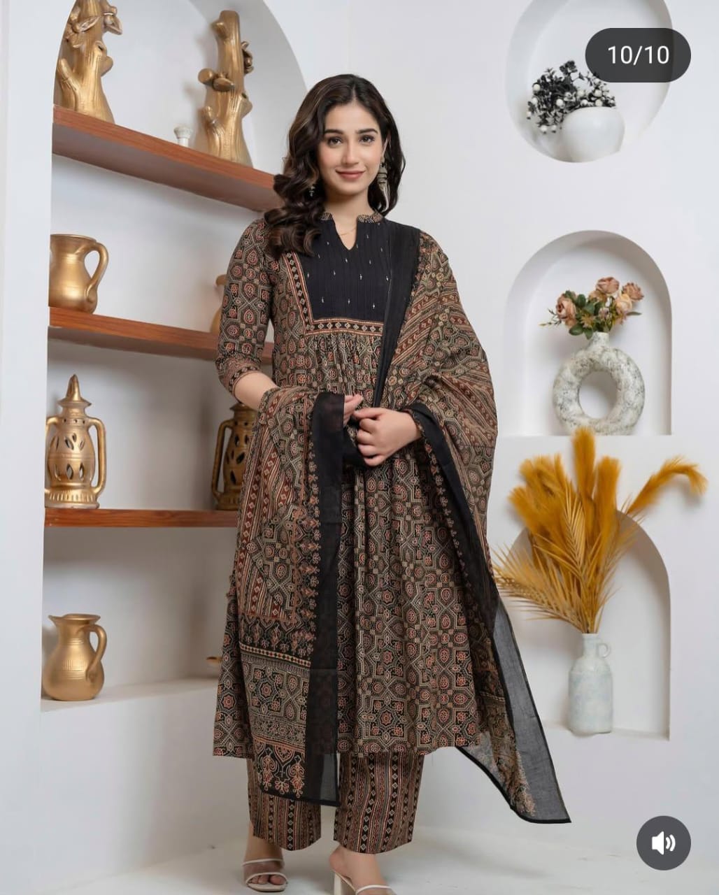 New Trending Black Azrak Fusion Cotton Suit Set