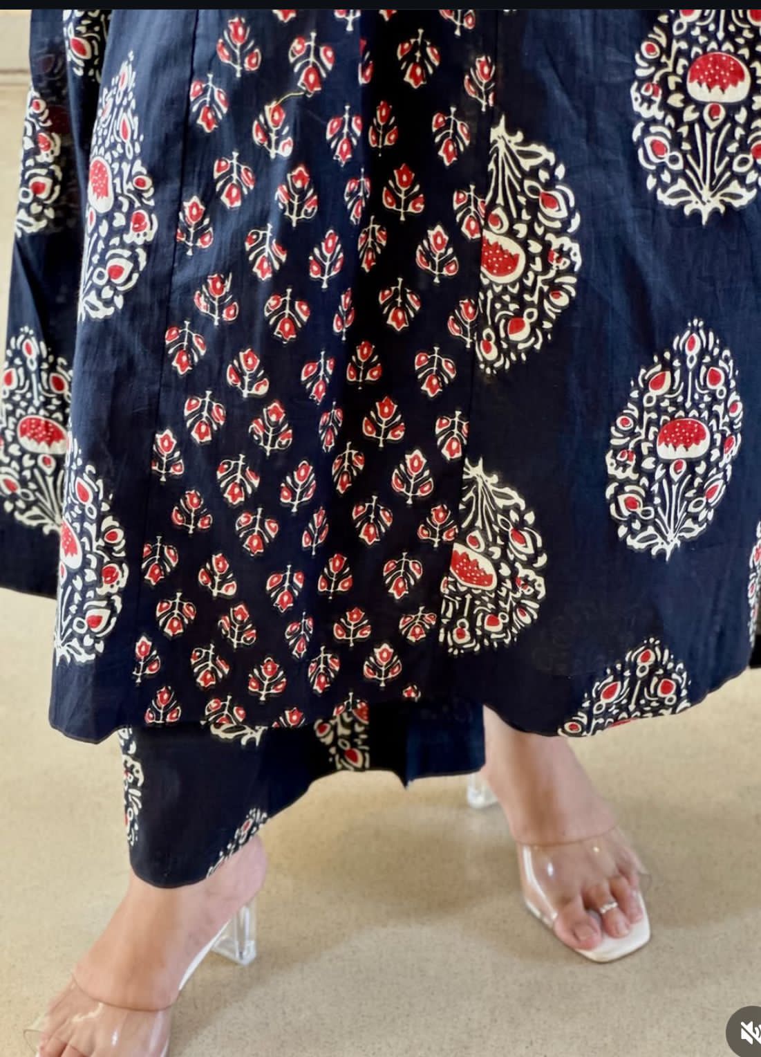 Neelkamal Blue Anarkali Cotton Suit Set