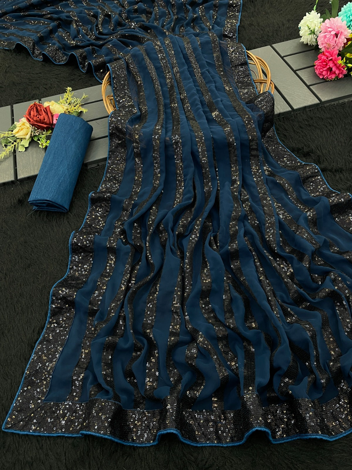 Sitara Sequin Embroidered Georgette Saree