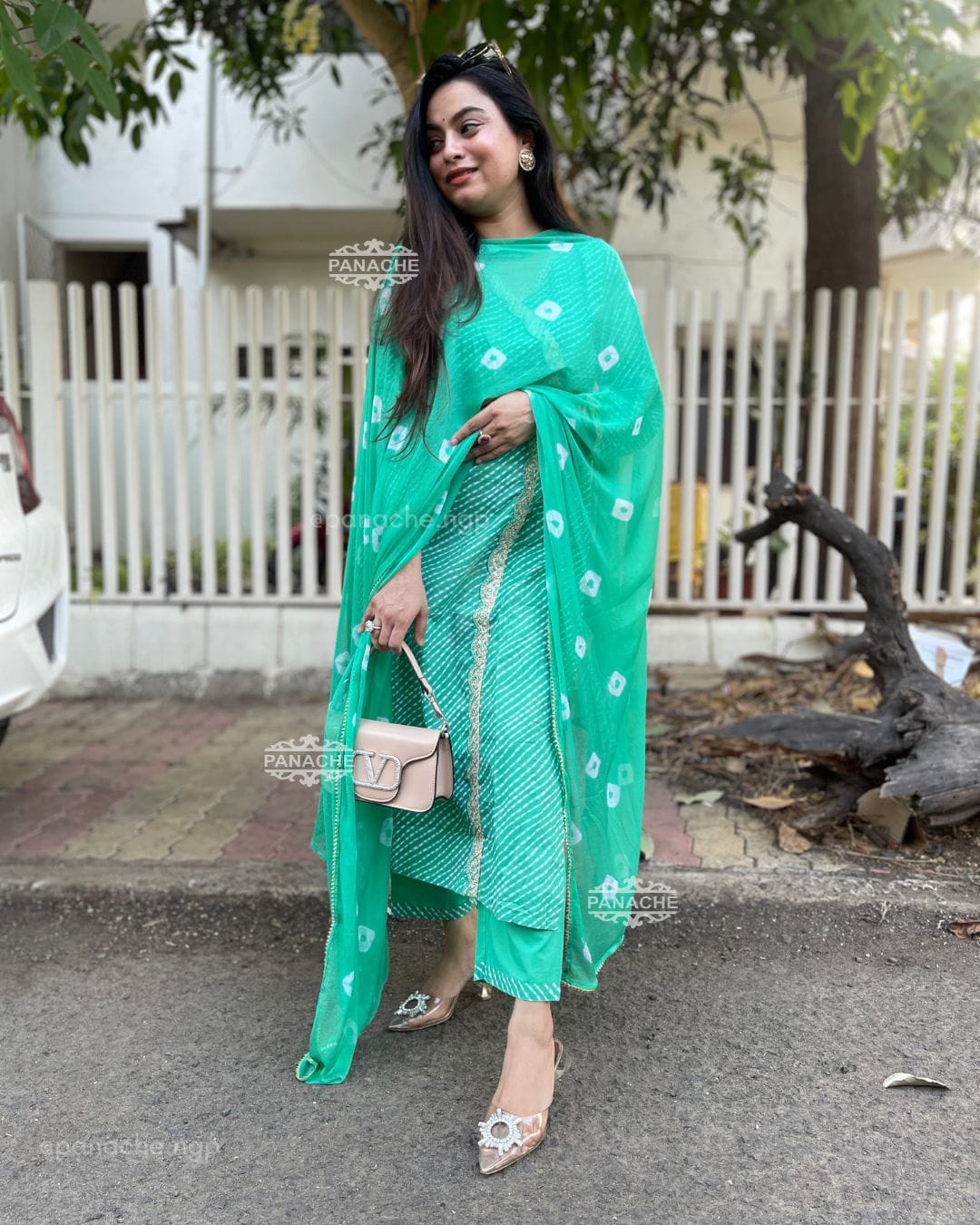 Gulnehar Aqua Lahariya Embroidered Cotton Suit Set