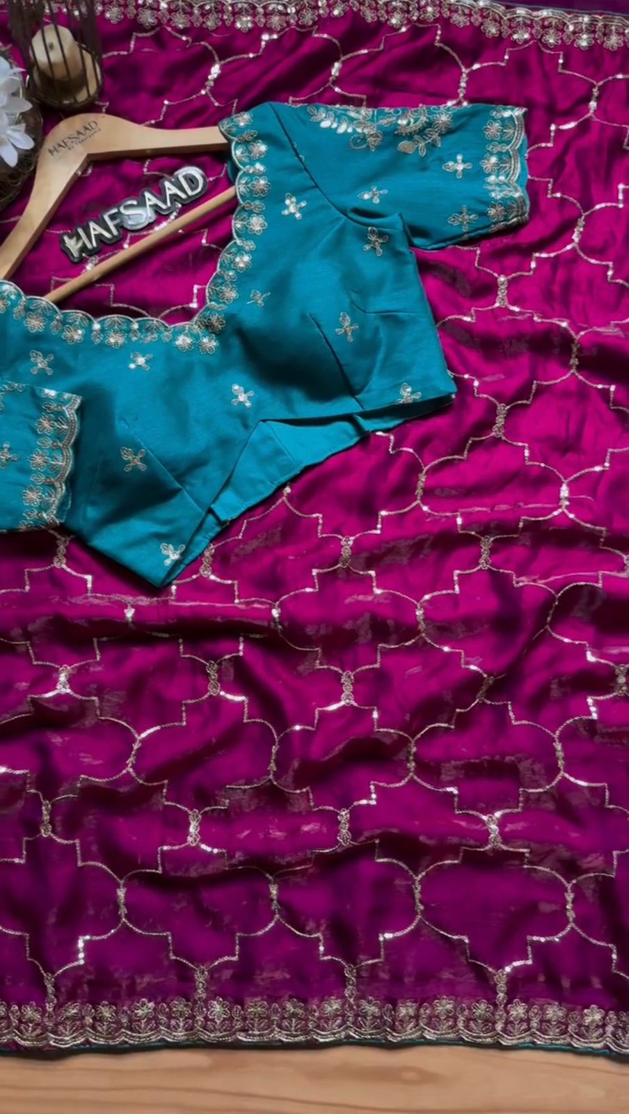 Ruhaniya Purple Designer Jimmy Chu Sequin Saree