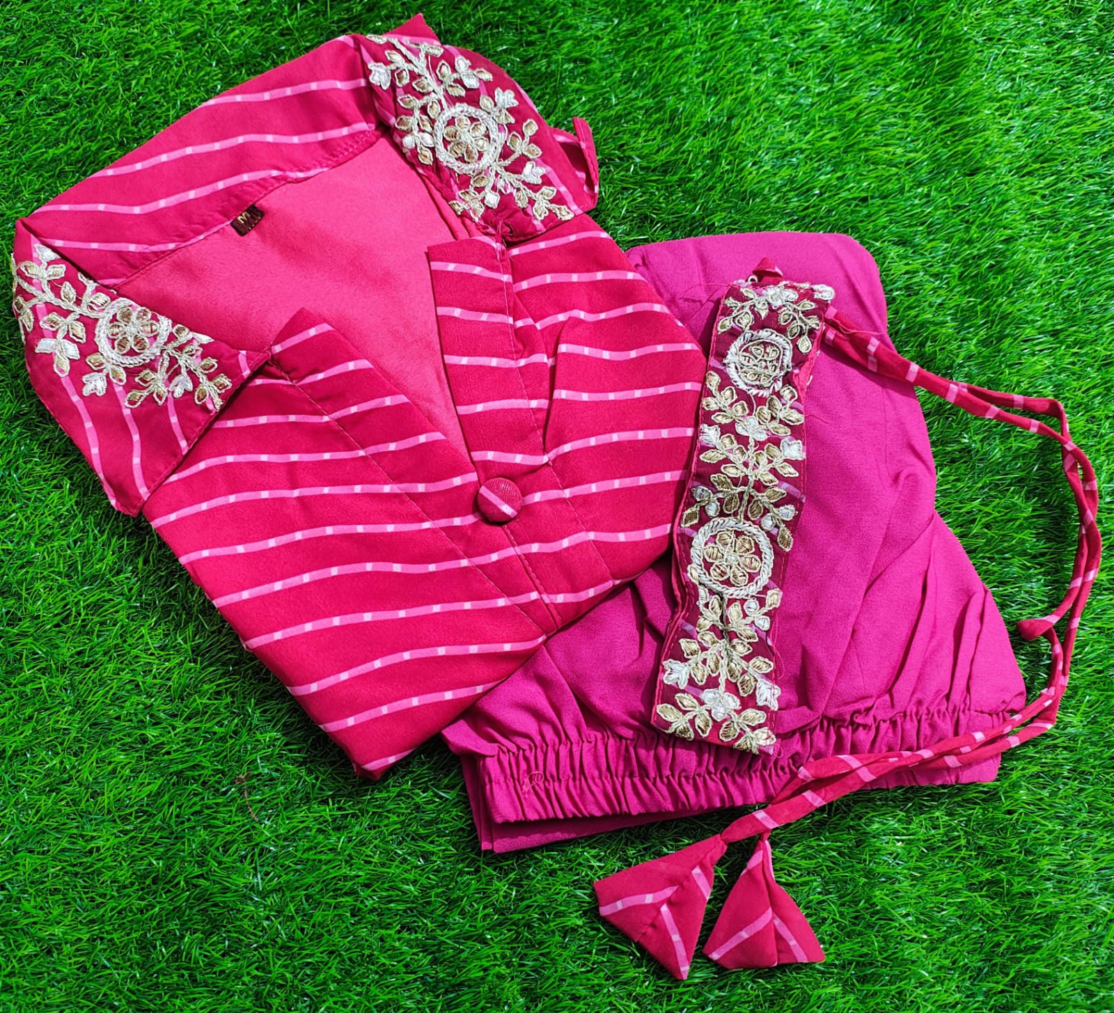 Zyra Pink Georgette Handworked Cord Set