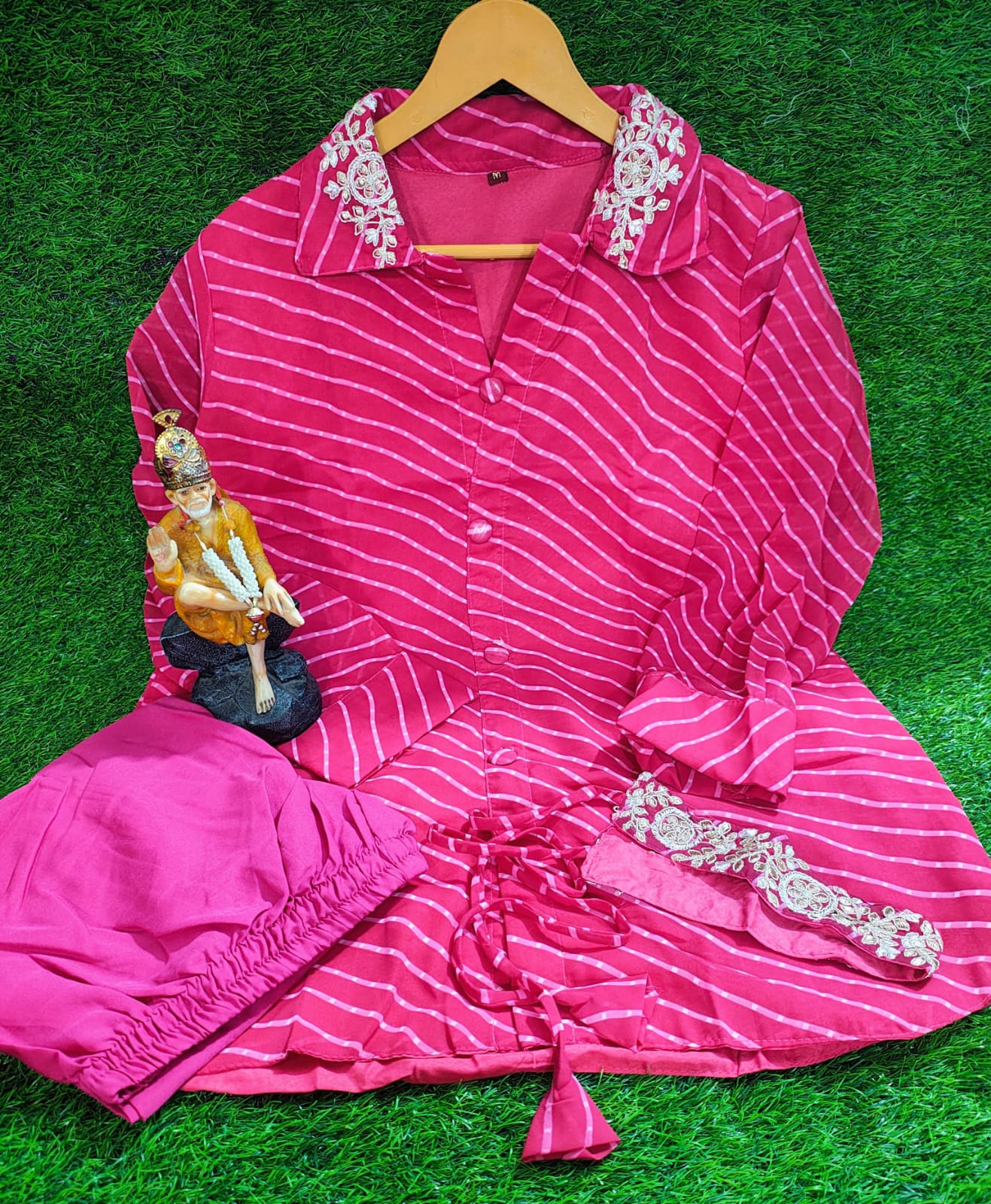 Zyra Pink Georgette Handworked Cord Set