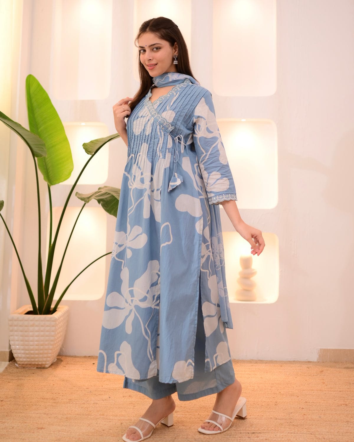 Aafreen Light Blue Azrak Cotton Suit Set
