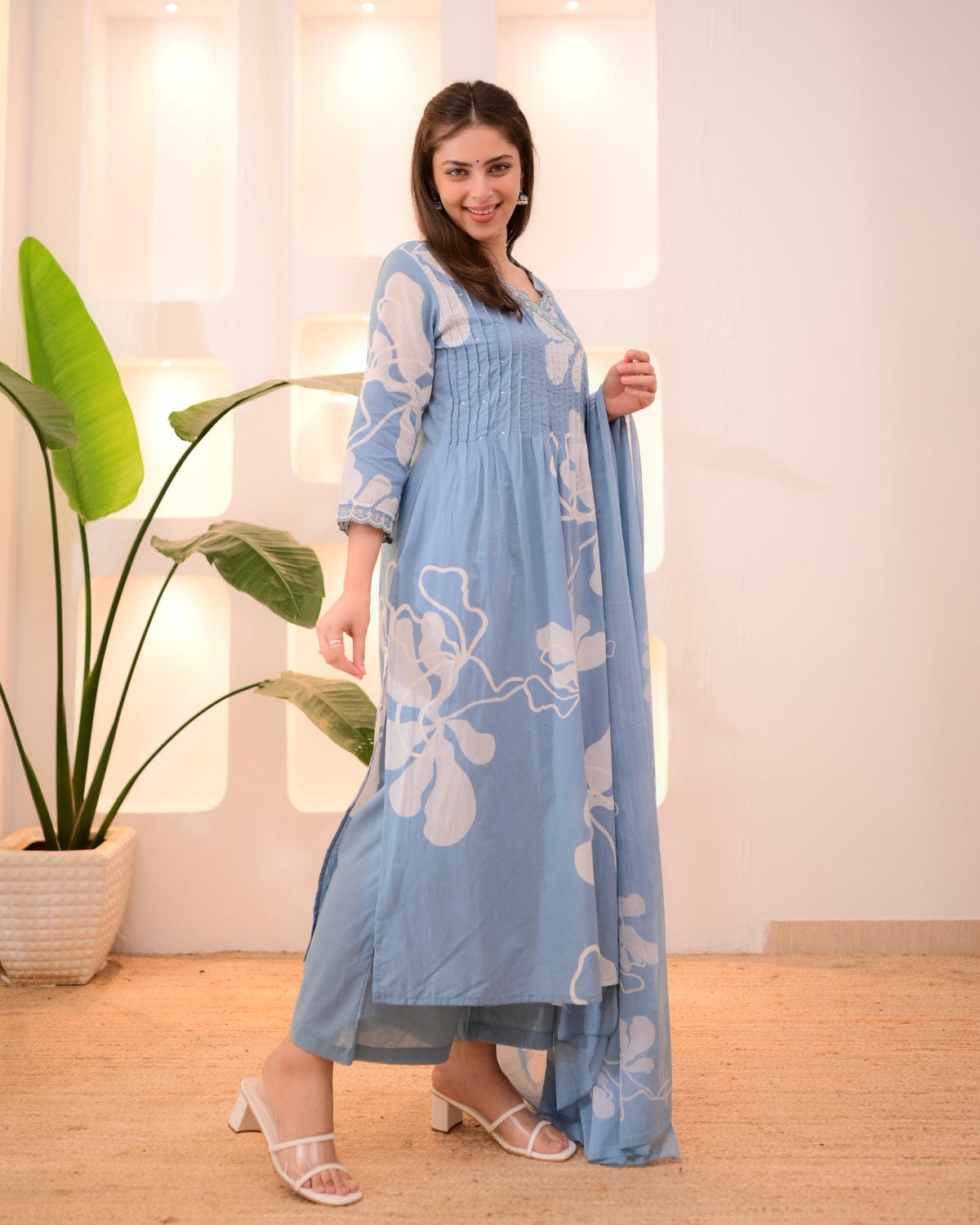 Aafreen Light Blue Azrak Cotton Suit Set