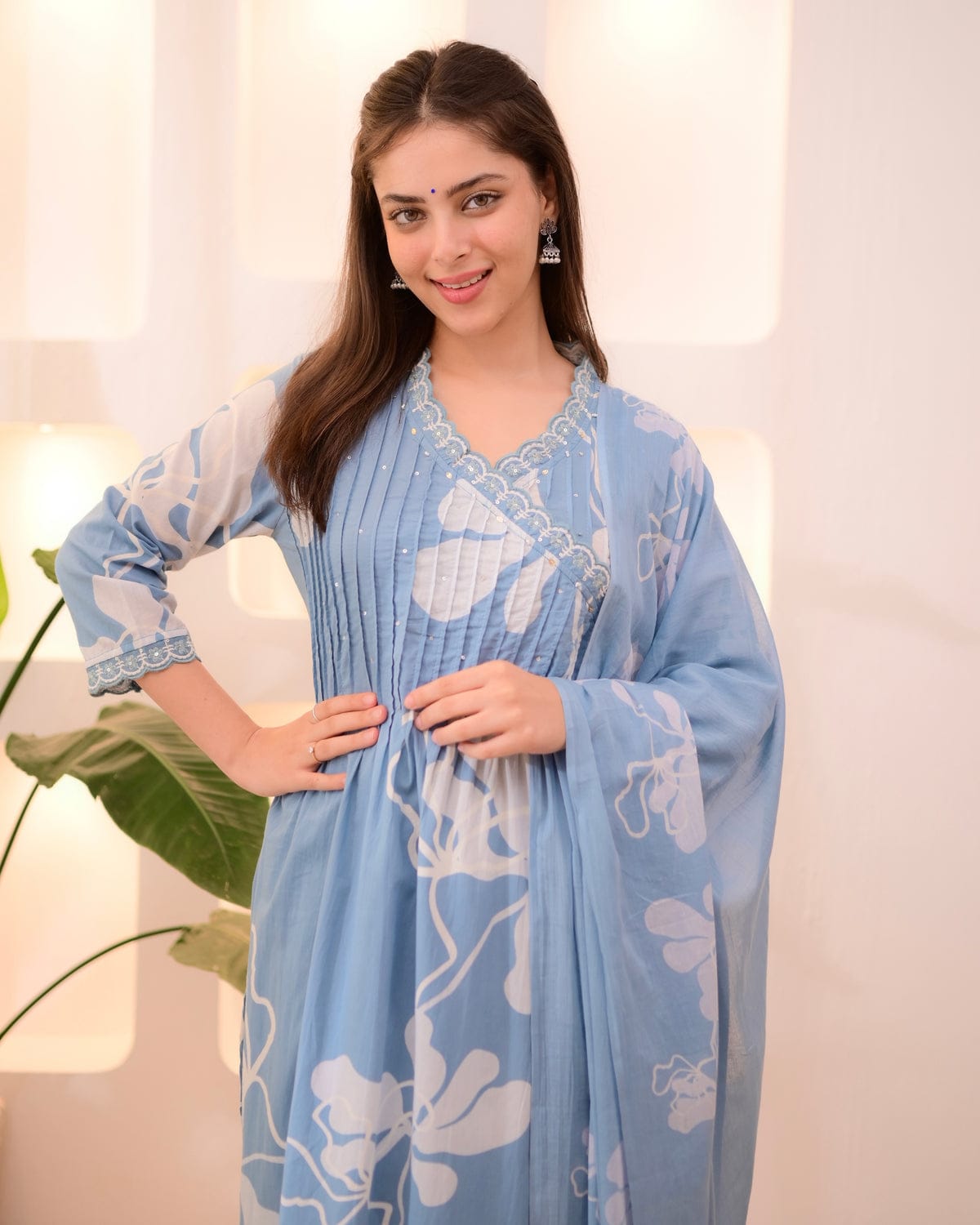 Aafreen Light Blue Azrak Cotton Suit Set
