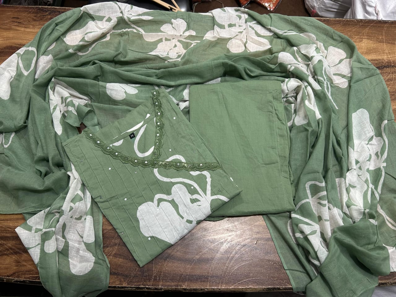Aafreen Light green Azrak Cotton Suit Set
