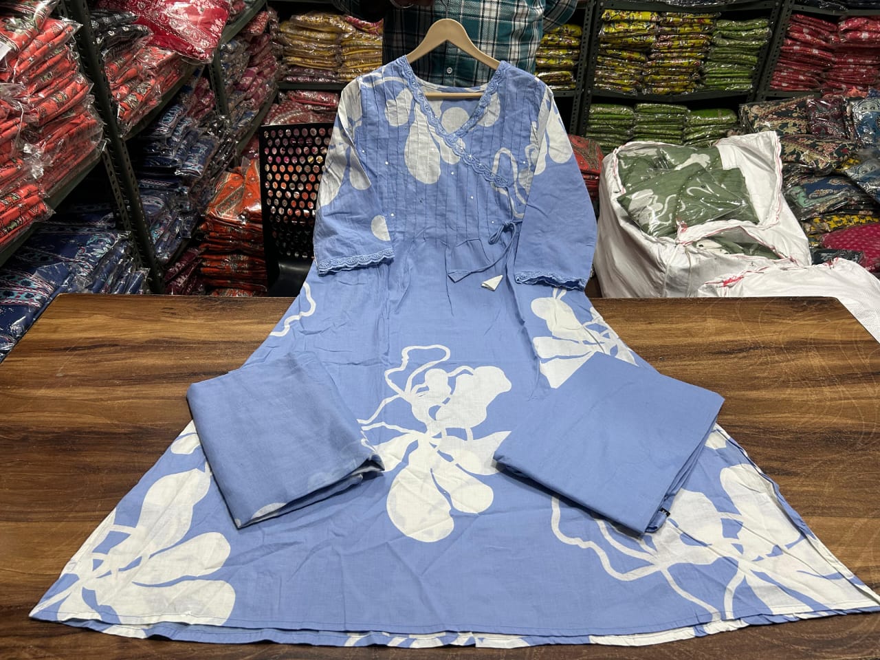 Aafreen Light Blue Azrak Cotton Suit Set