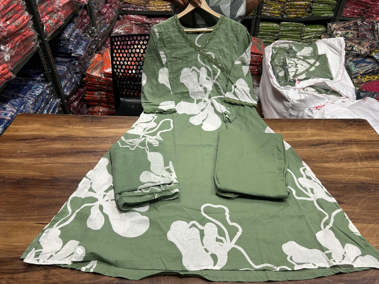 Aafreen Light green Azrak Cotton Suit Set