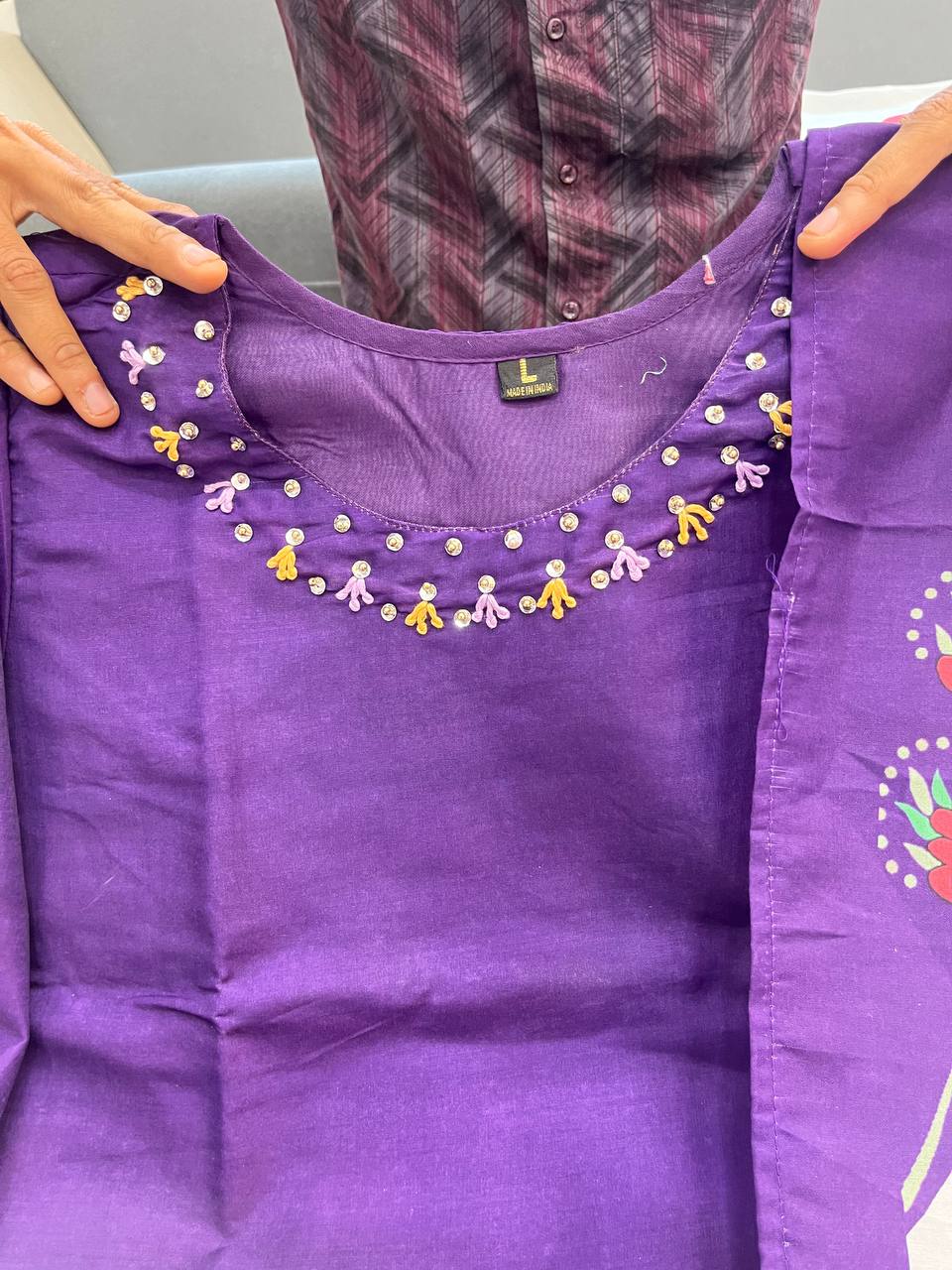Lavanya Purple Floral KitKat Silk Suit Set