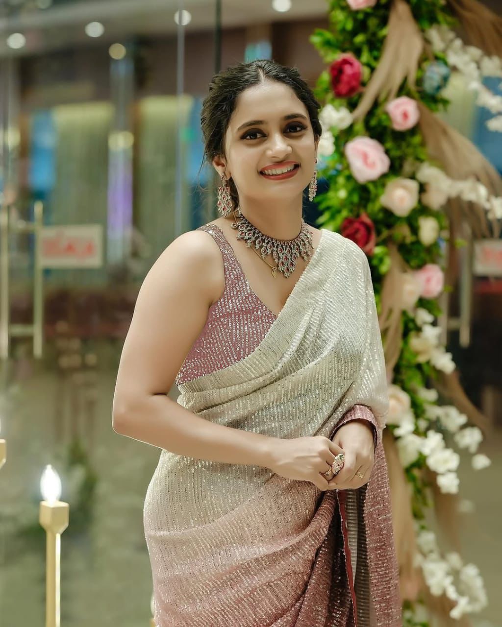 Noorani Light Purple Sequin Embroidered Georgette Saree