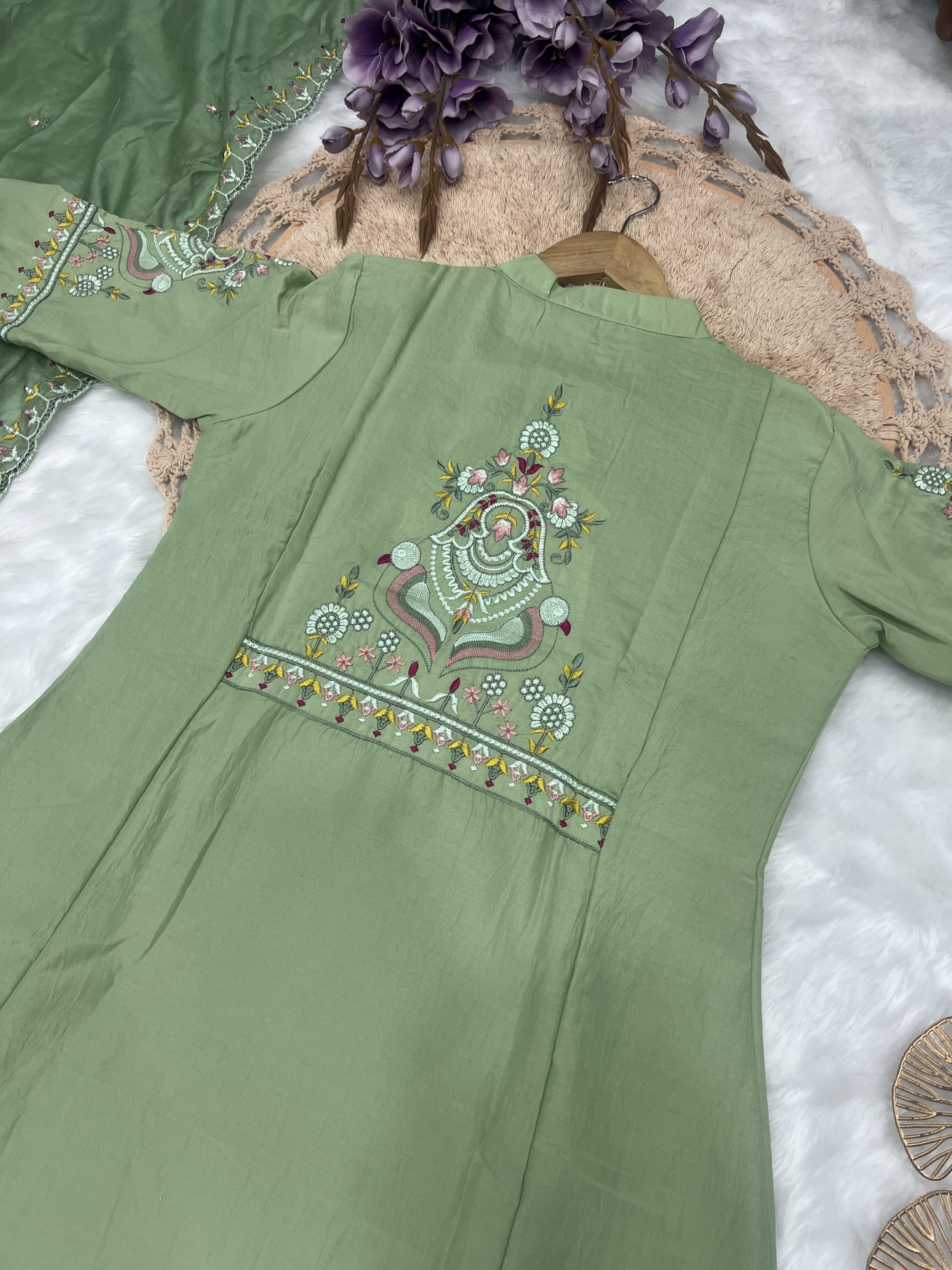 New Trending Muslin Silk Embroidered Anarkali Set