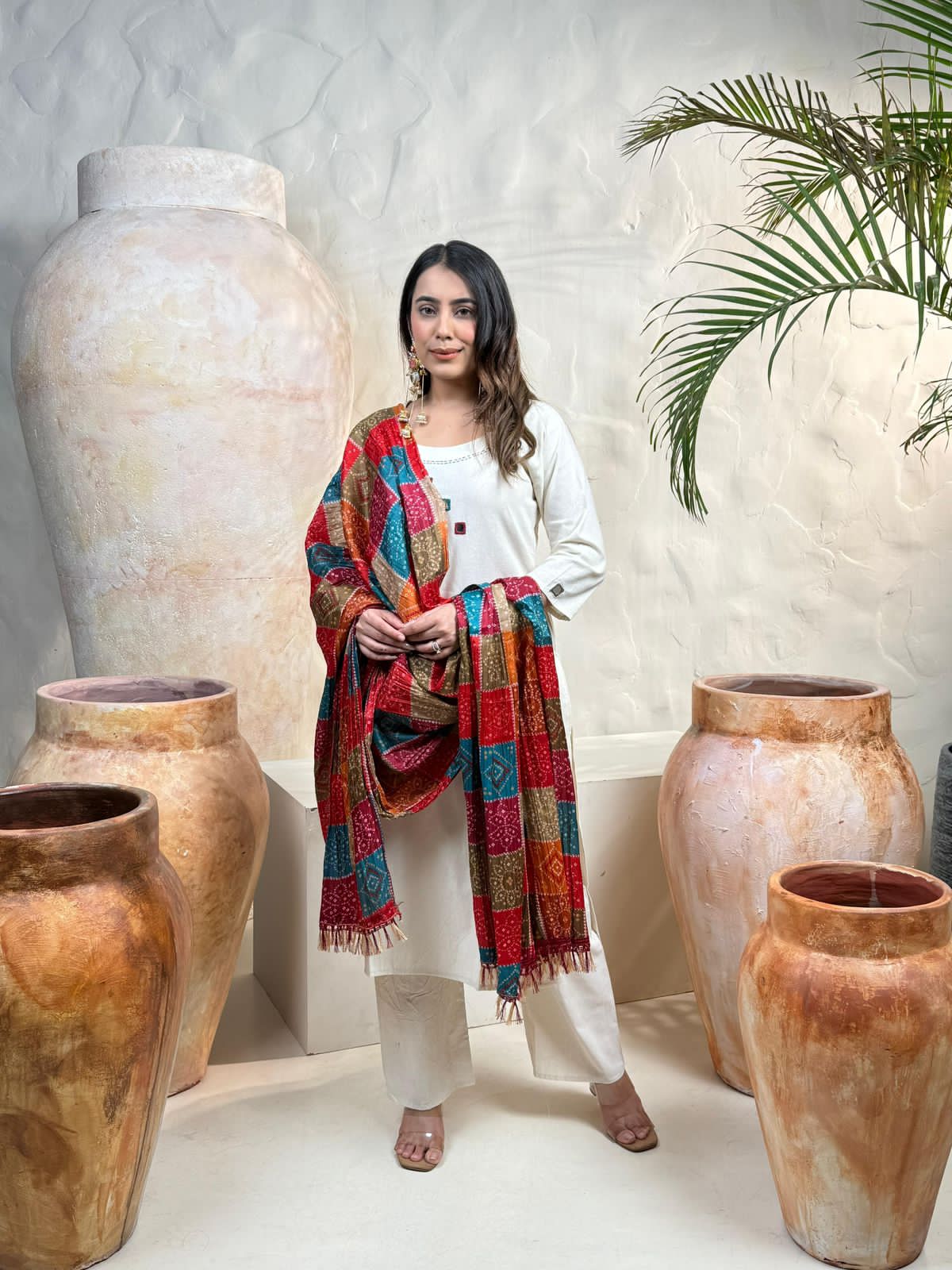 Trending Off-White Khadi Flex Embroidered Suit Set