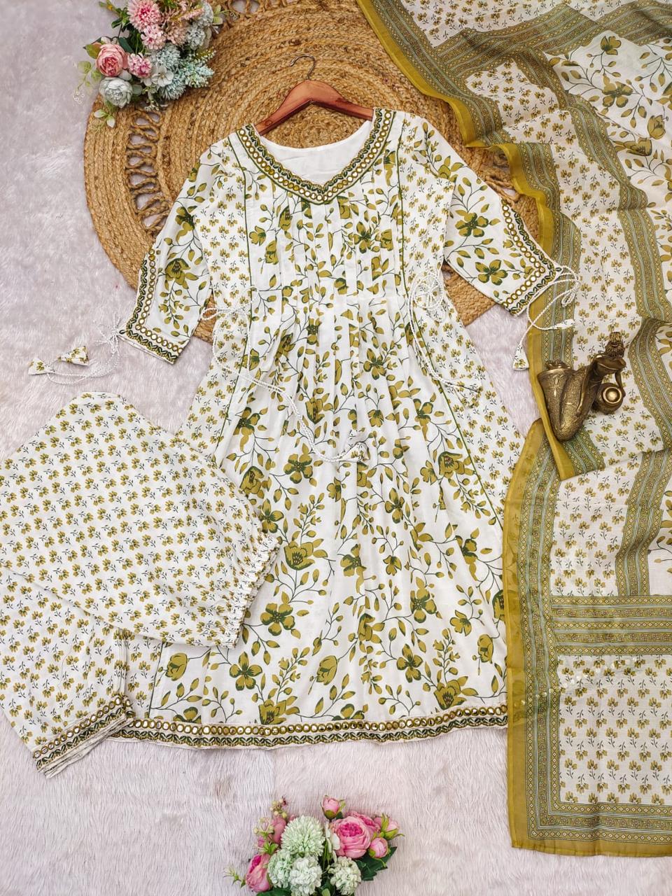 Beautiful Yellow Floral Anarkali Palazzo Set