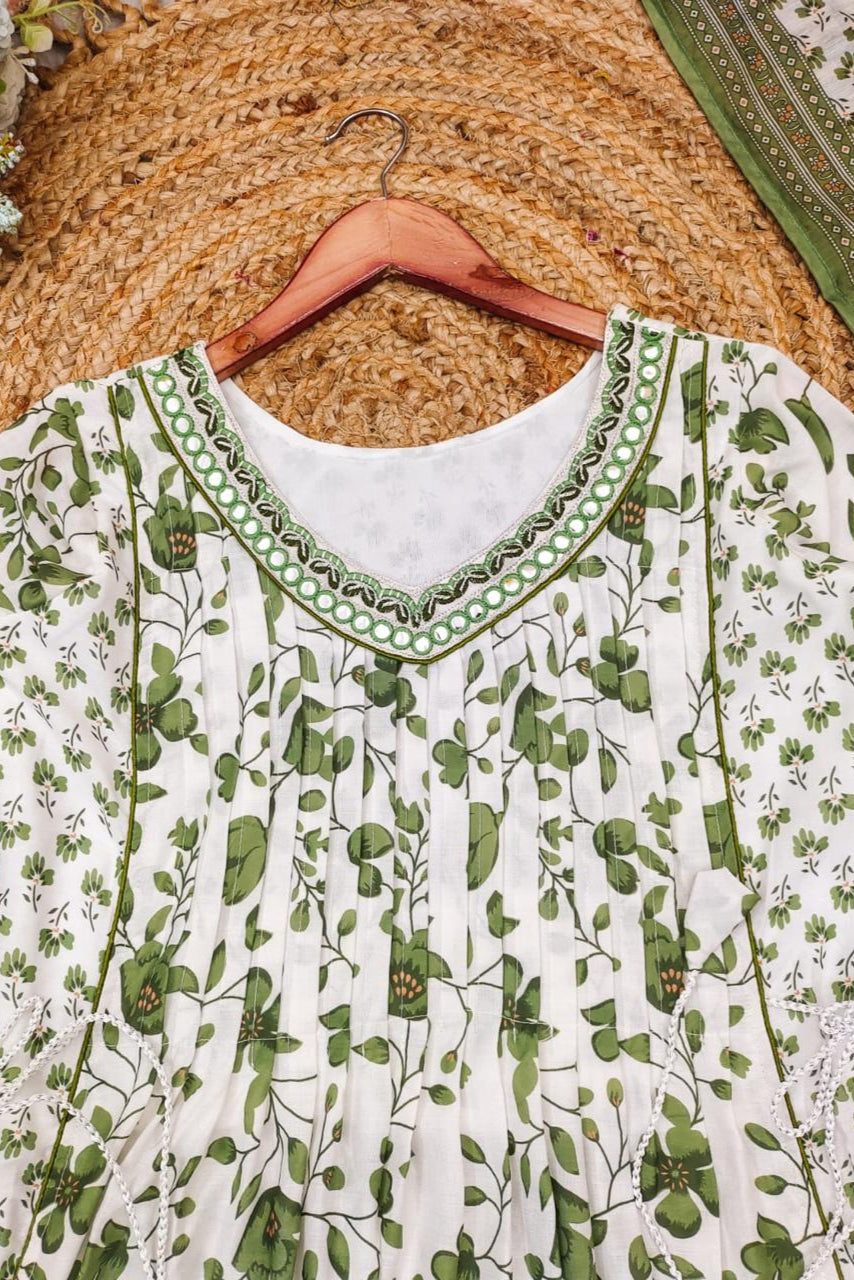 Beautiful Green Floral Anarkali Palazzo Set