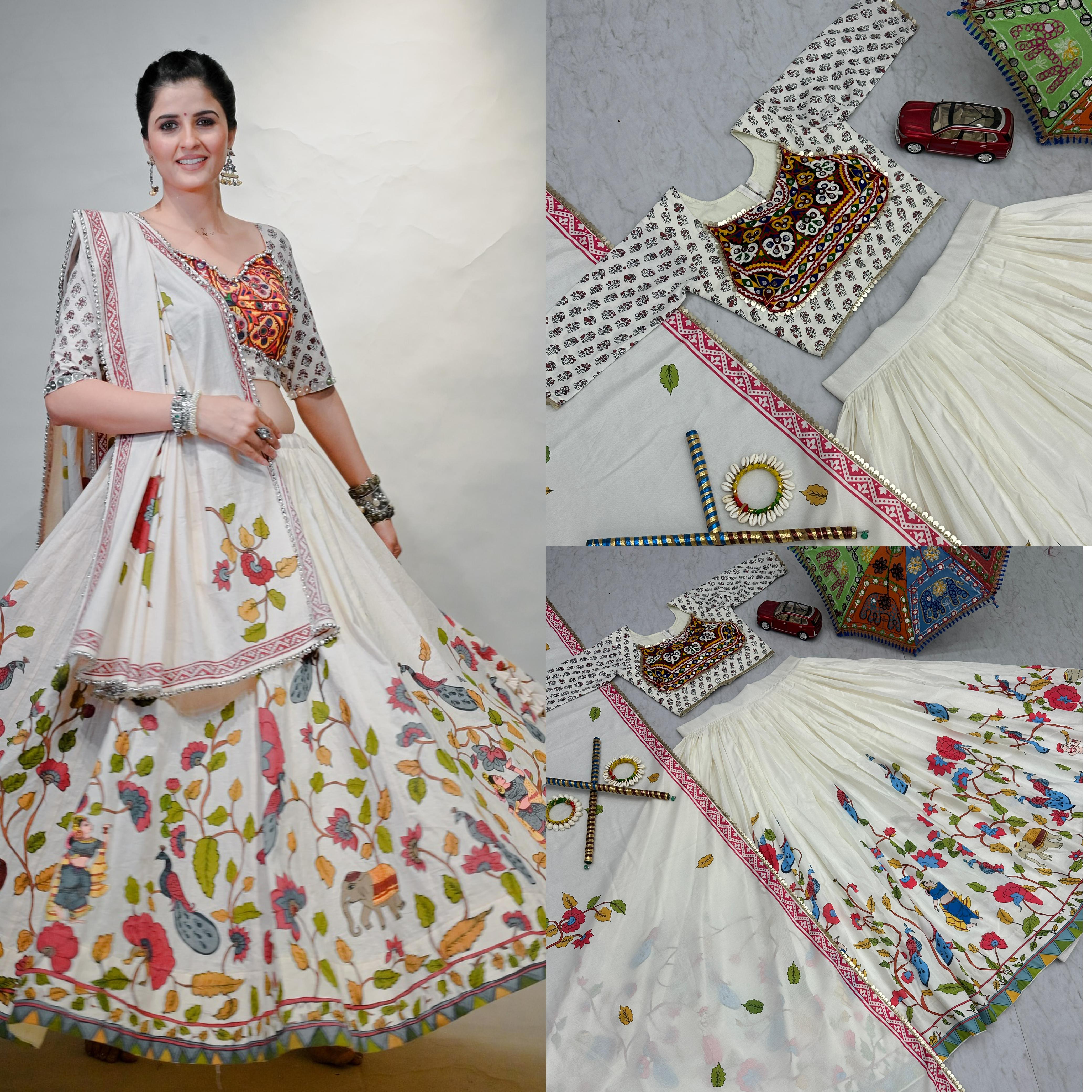 Gamathi Mirror Work Navratri Lehenga Set