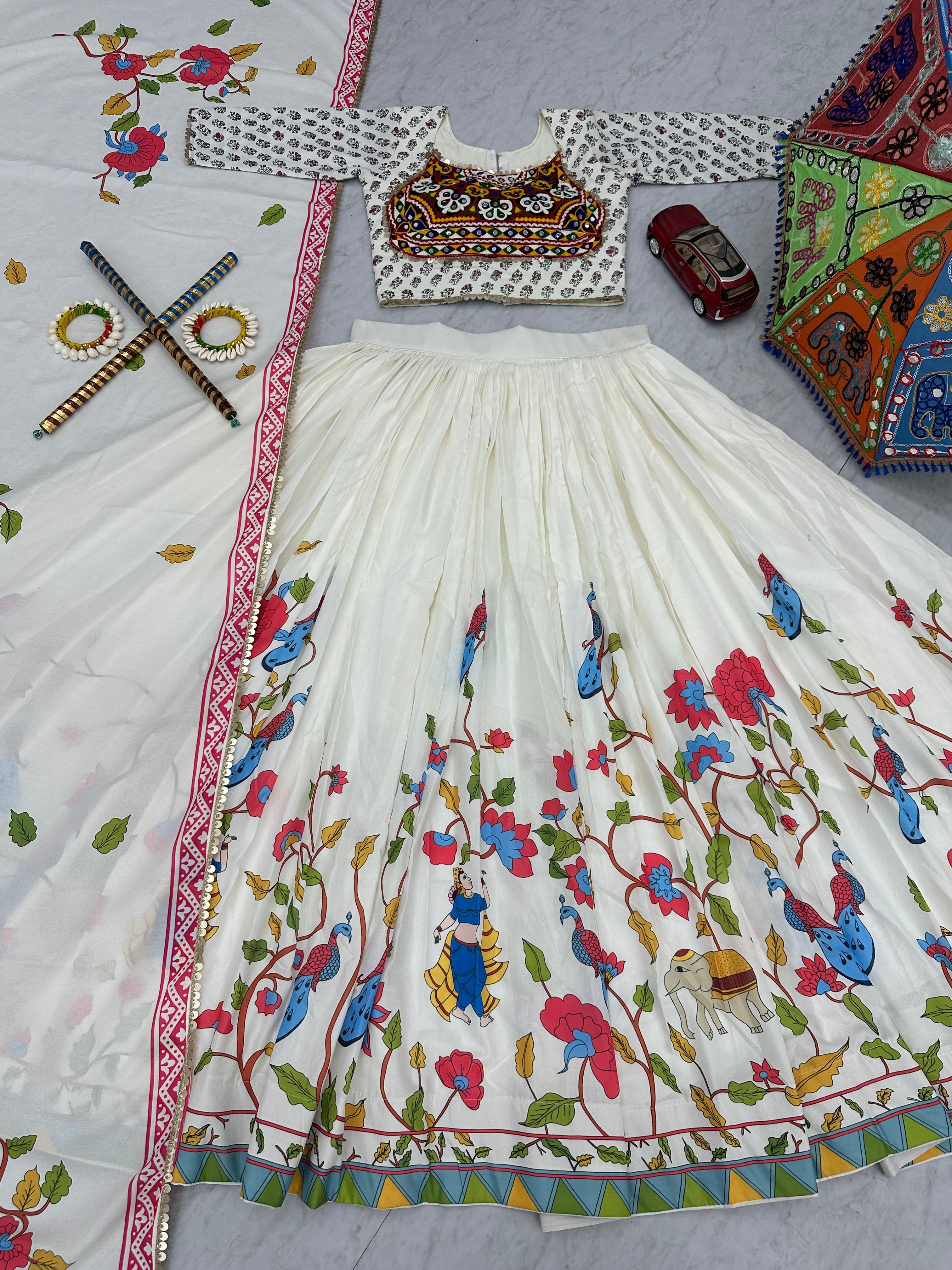 Gamathi Mirror Work Navratri Lehenga Set