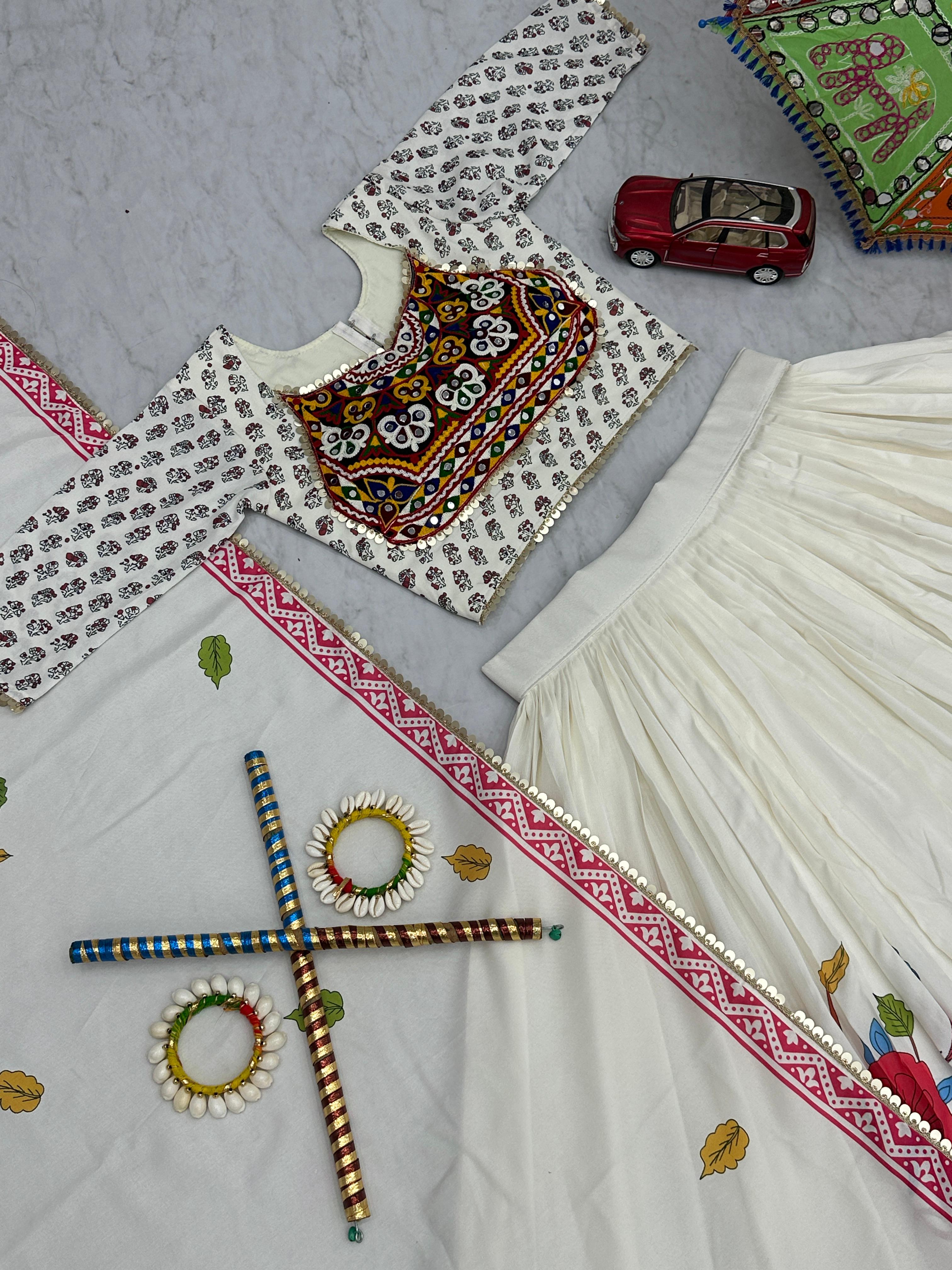 Gamathi Mirror Work Navratri Lehenga Set
