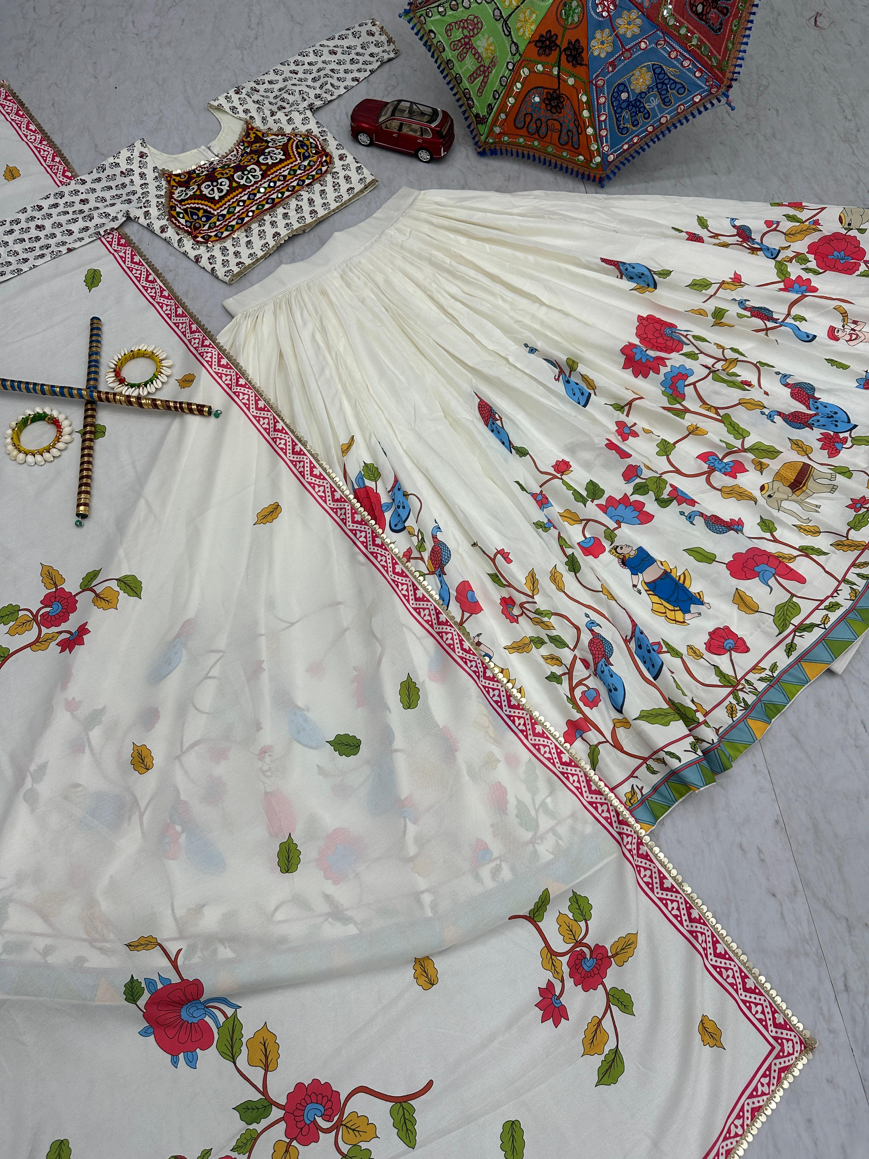 Gamathi Mirror Work Navratri Lehenga Set