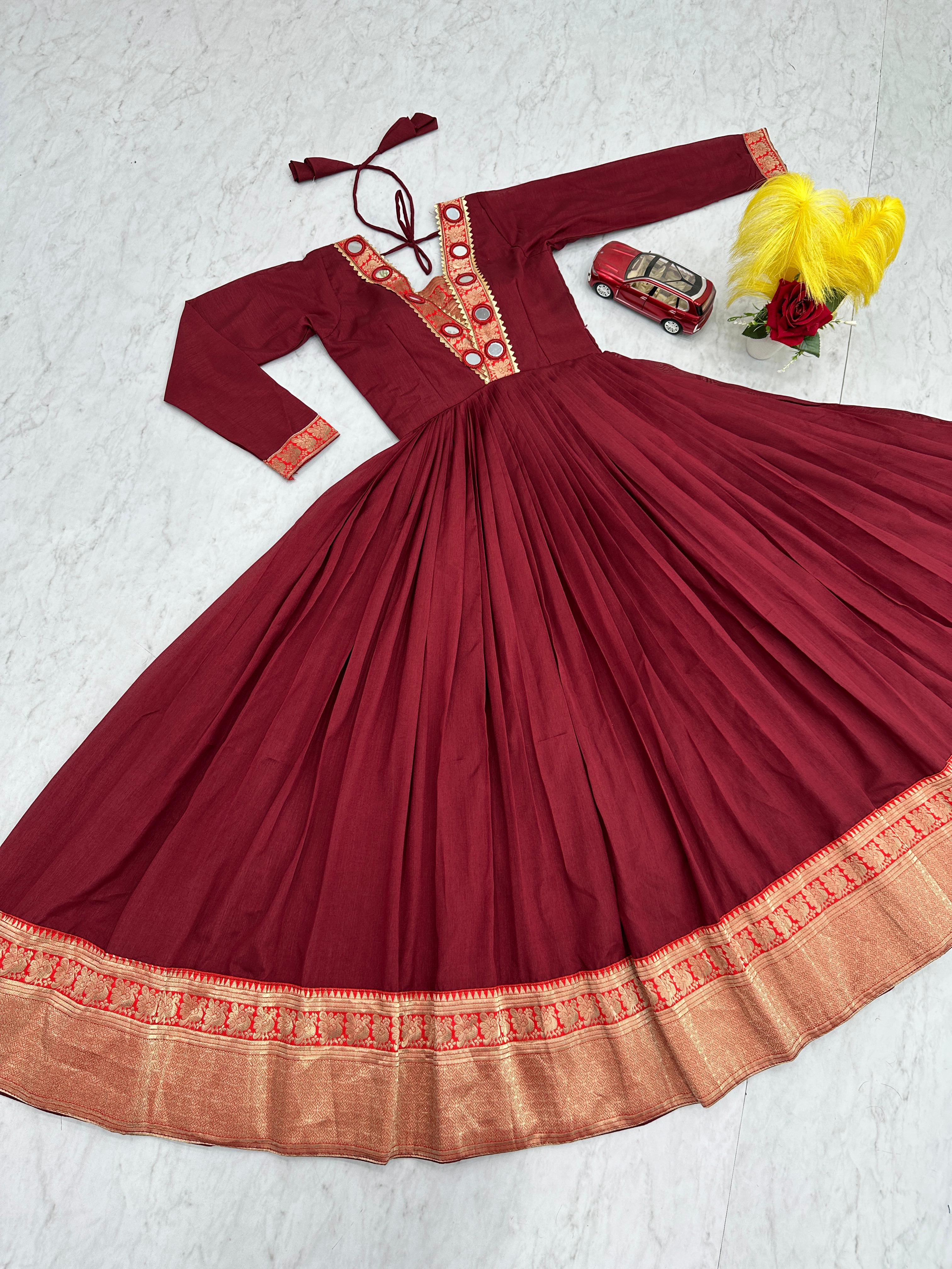 New Trending Zehra Vichitra Silk Flared Gown