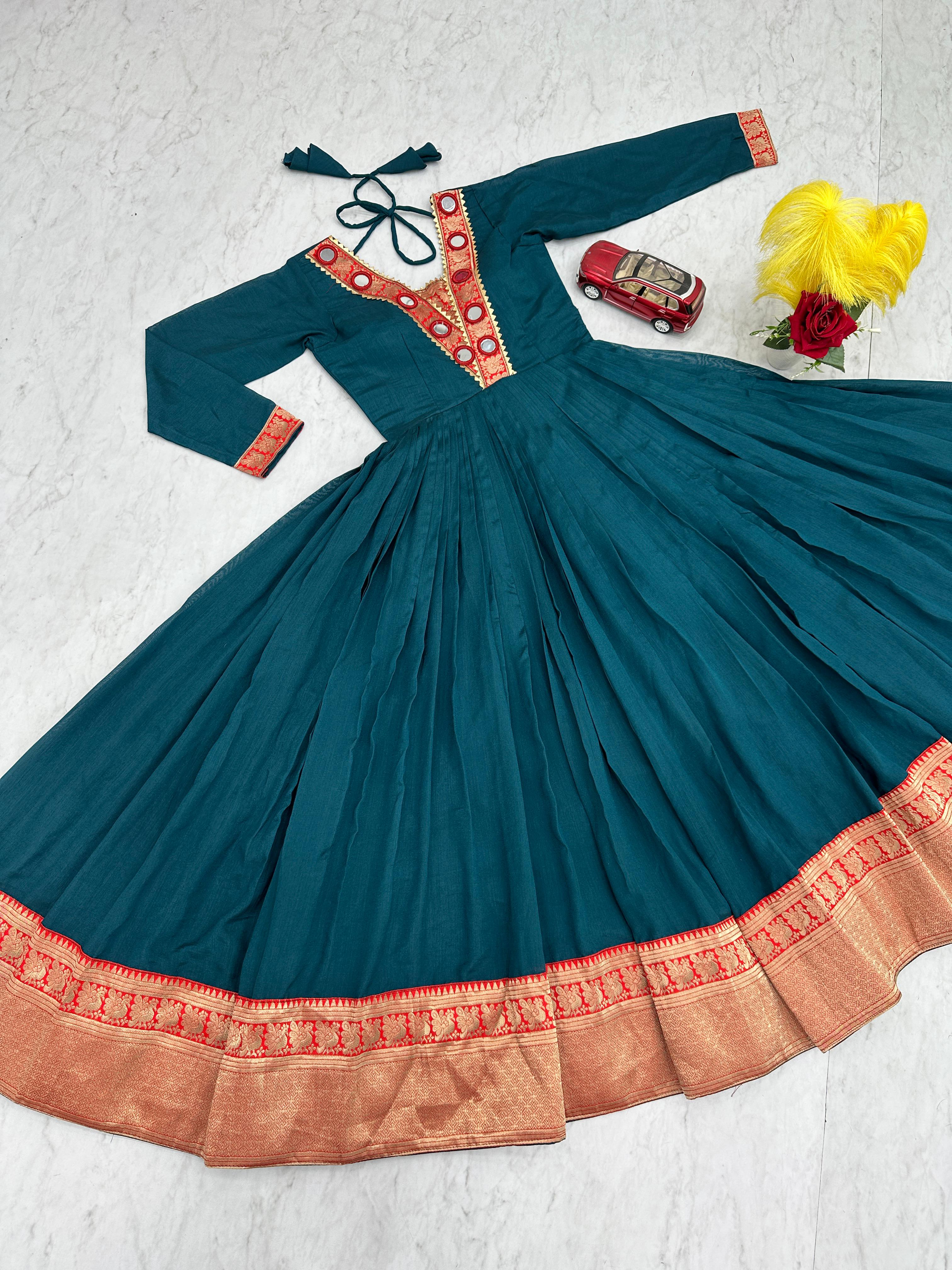 New Trending Zehra Vichitra Silk Flared Gown