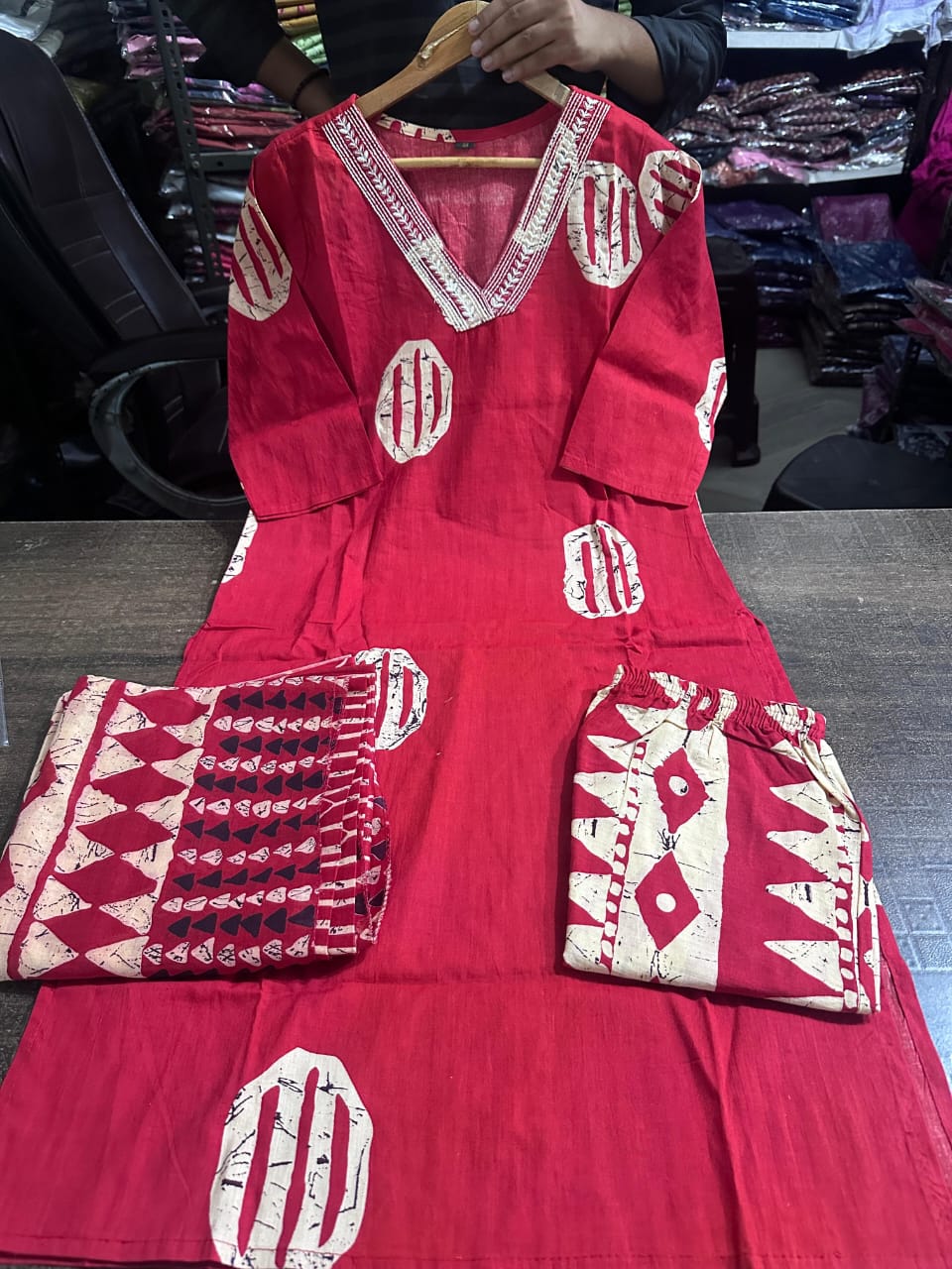 Beautiful Pure Fine Cotton Embroidered Suit Set