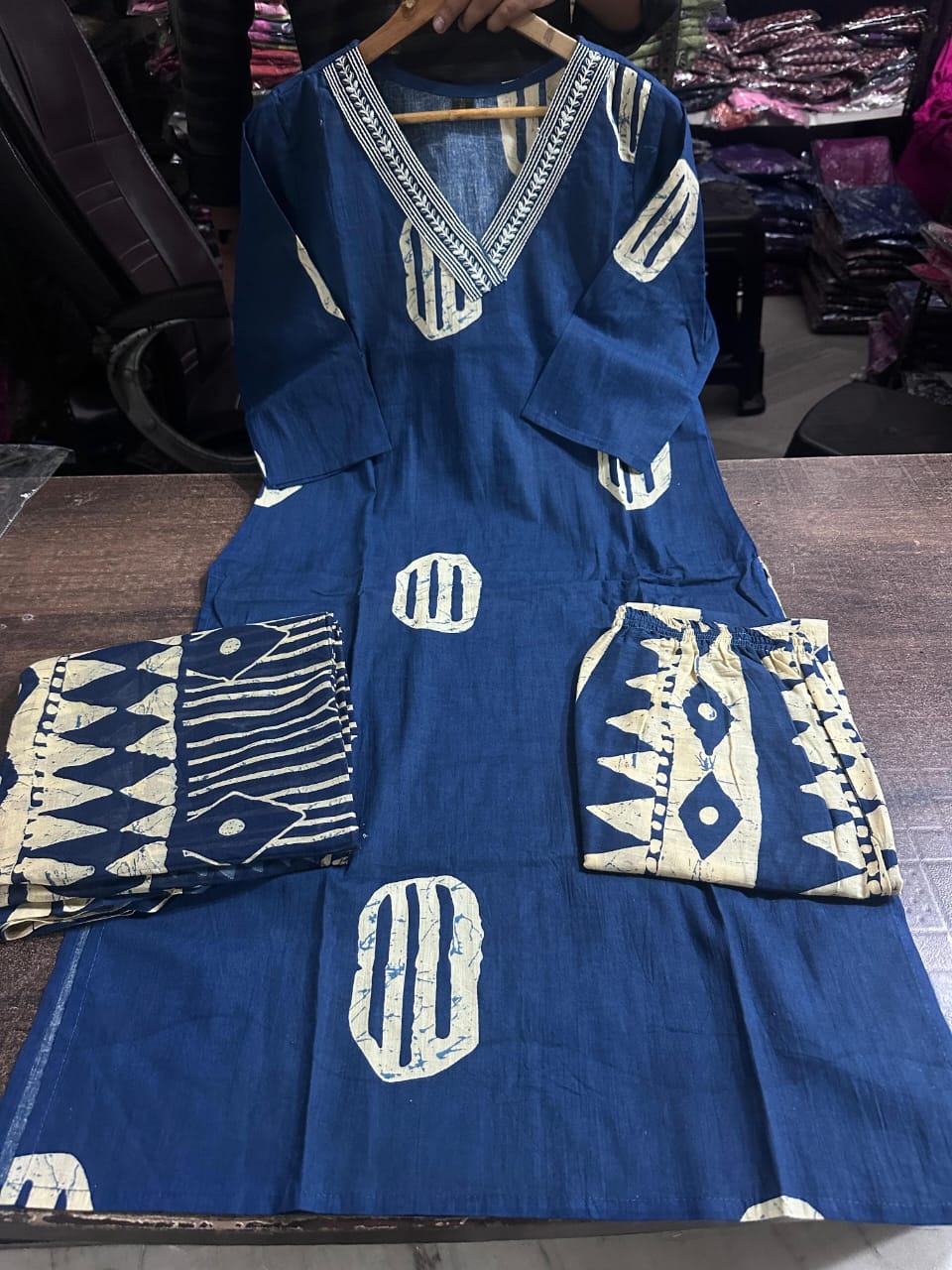 Beautiful Pure Fine Cotton Embroidered Suit Set