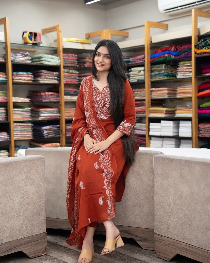 Pure Fine Cotton Embroidered Suit Set