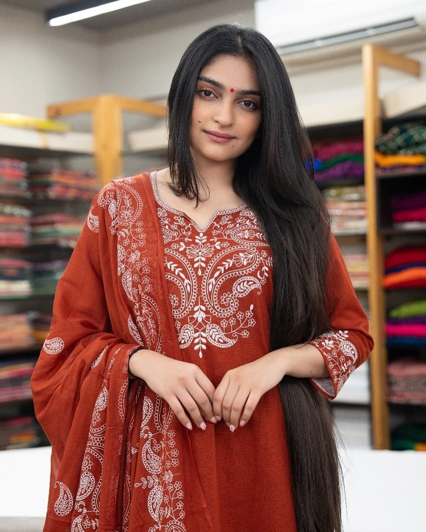 Pure Fine Cotton Embroidered Suit Set