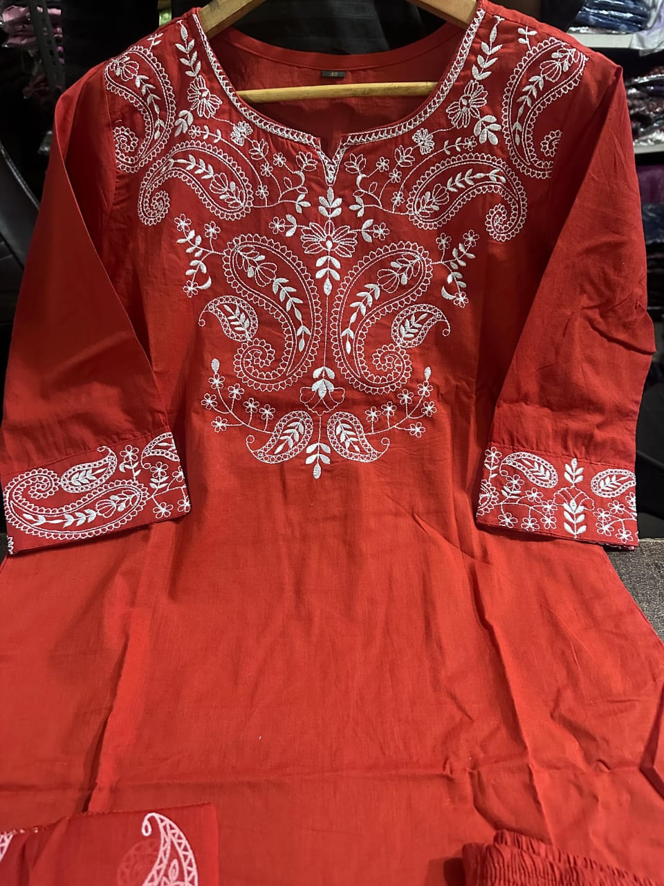 Pure Fine Cotton Embroidered Suit Set